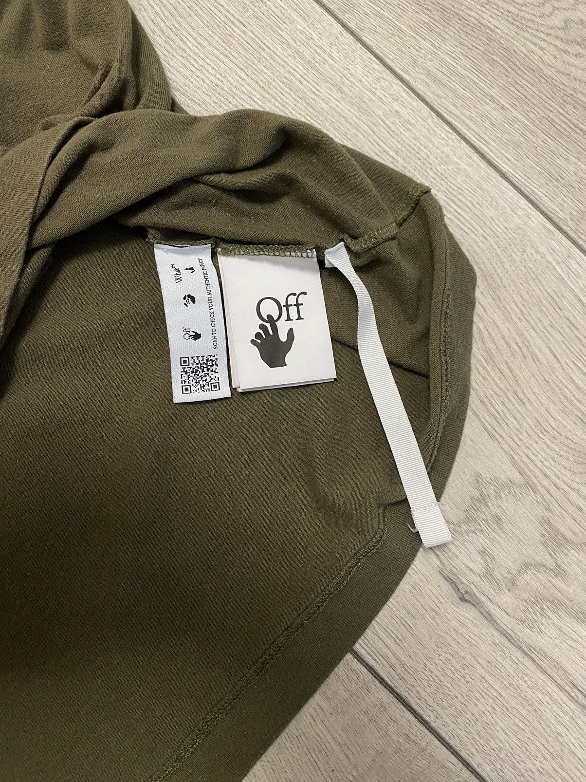 Off-White Negative rubber diagonal stripe Mark Khaki T Shirt
