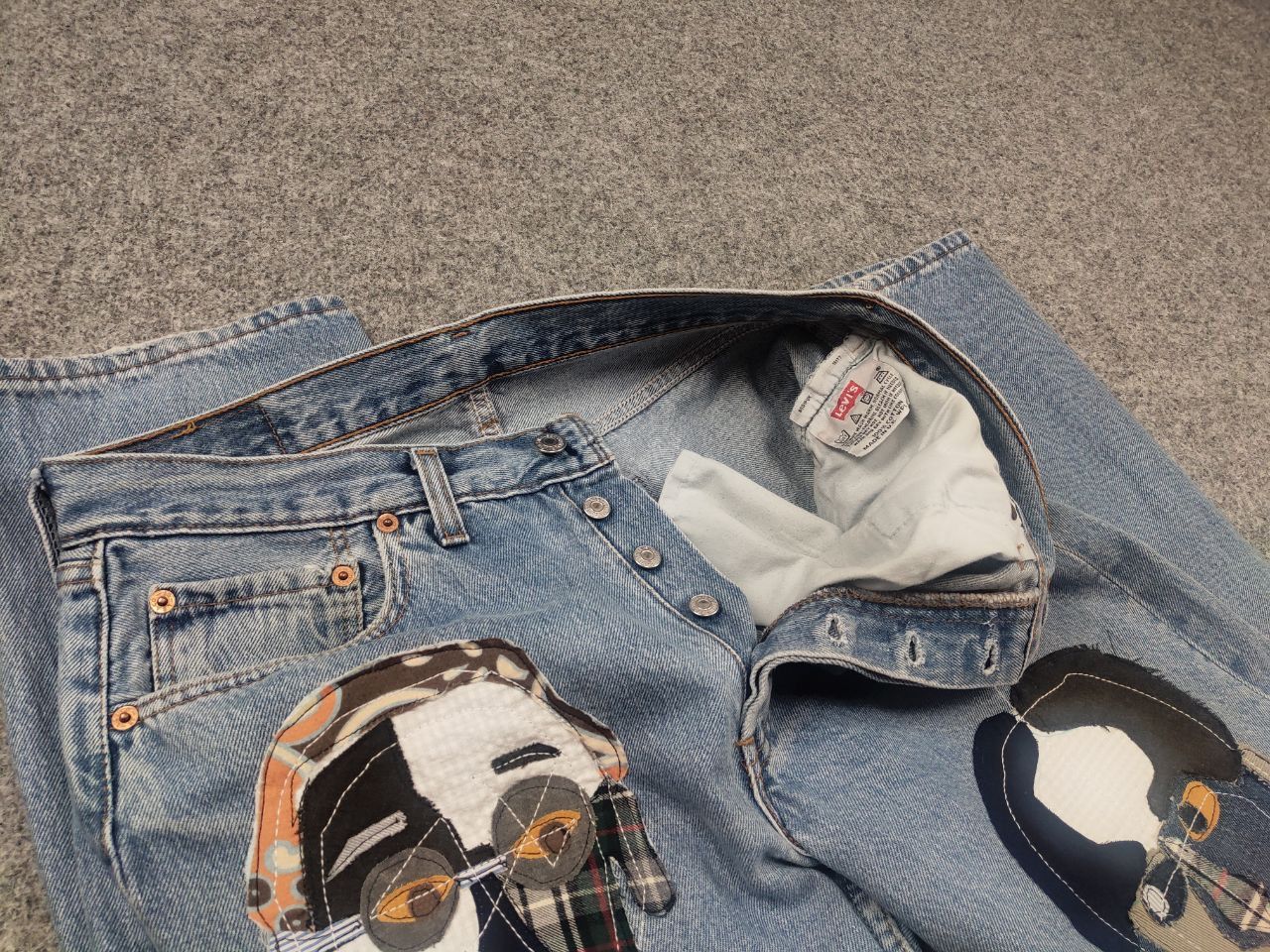 Levi's Vintage 90's Levis 501 Sashiko Patchwork Face Jeans watanabe Size US 33 - 22 Thumbnail