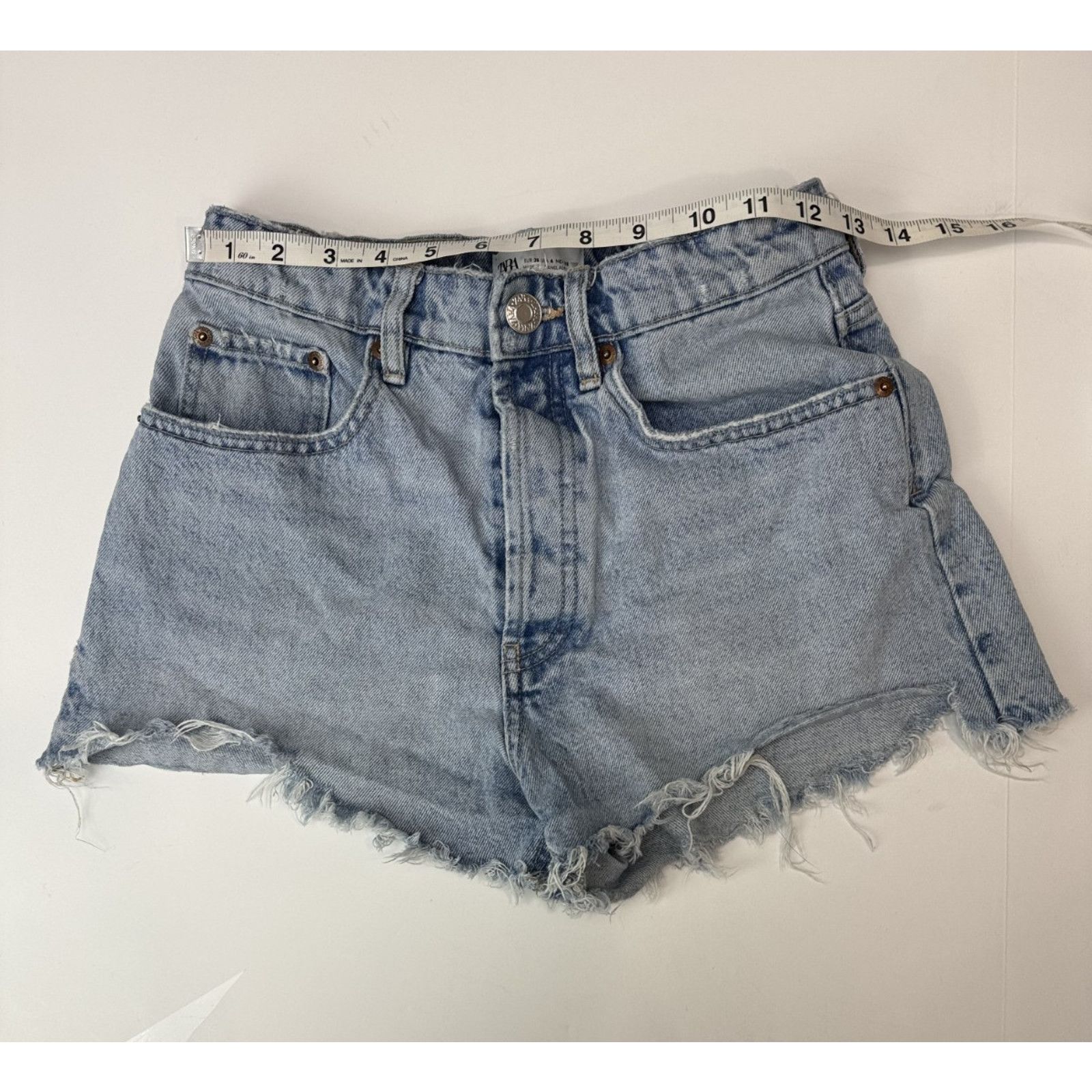 Zara Zara Cut-Off Shorts Grunge Beach High Rise Blue 3" Women's 4 Size 27" / US 4 / IT 40 - 3 Thumbnail