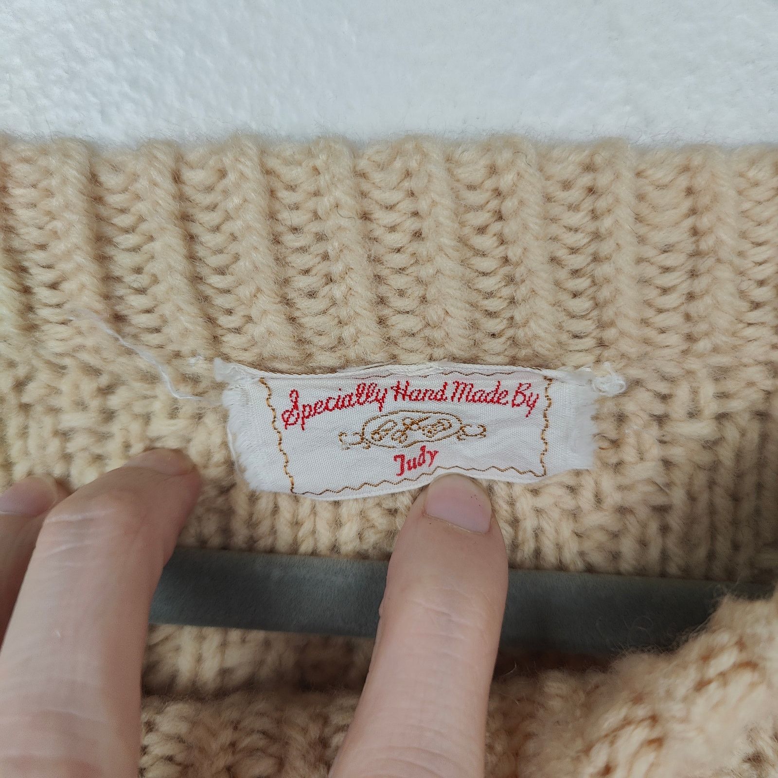 Other Vintage Handknit Fisherman Sweater Womens Large Beige Knit Size L / US 10 / IT 46 - 8 Thumbnail
