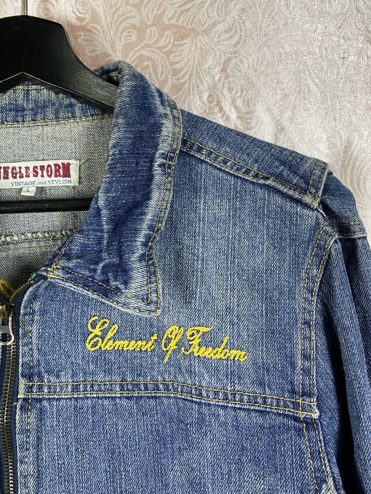 Japanese Brand Junglestorm Vintage Denim Jacket Embroidery Zip Up Japanese Size US M / EU 48-50 / 2 - 6 Thumbnail