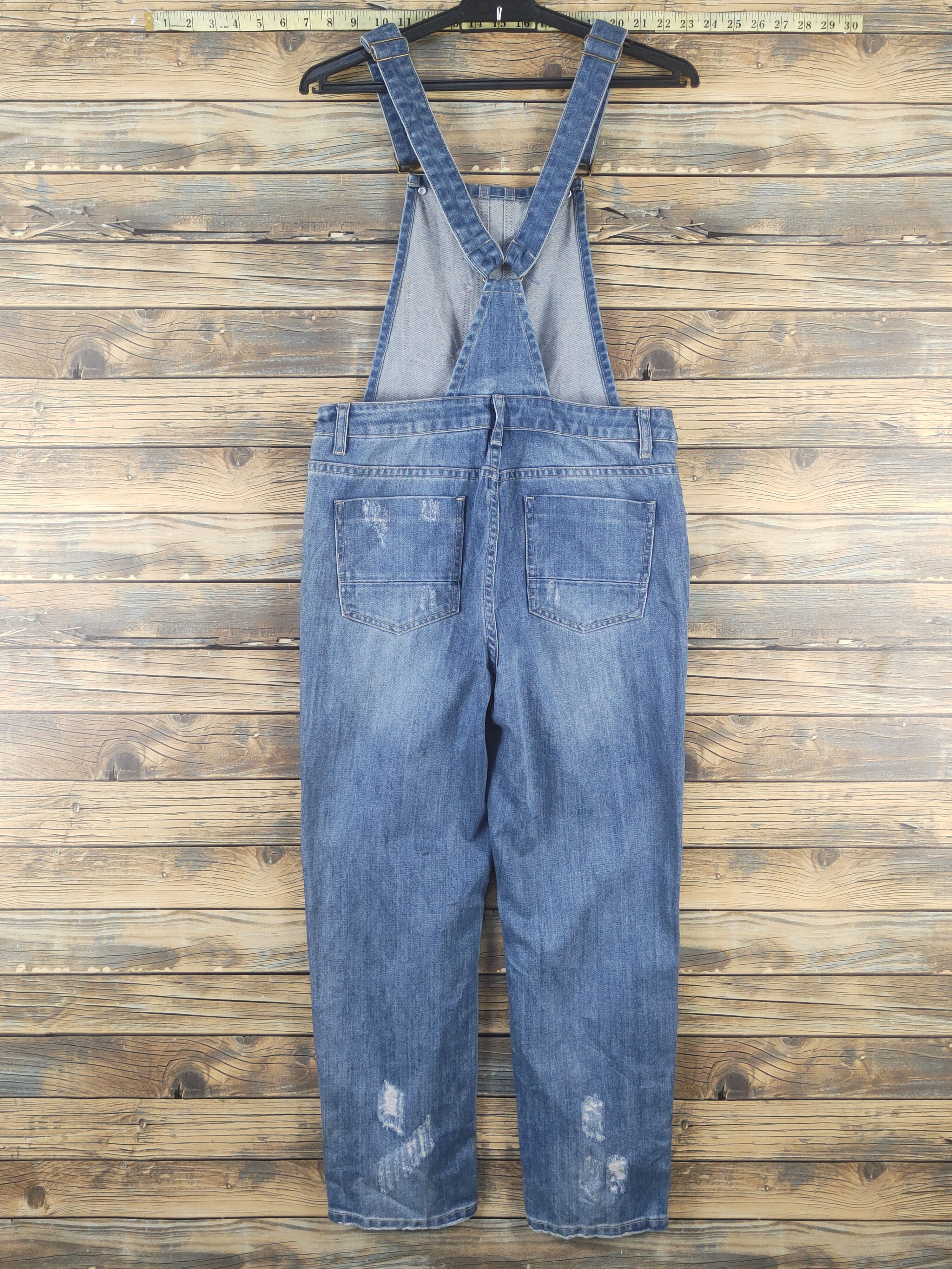 Japanese Brand × Vintage Vintage by Q's Blue Distressed Denim Jumpsuits Size 31" - 10 Thumbnail