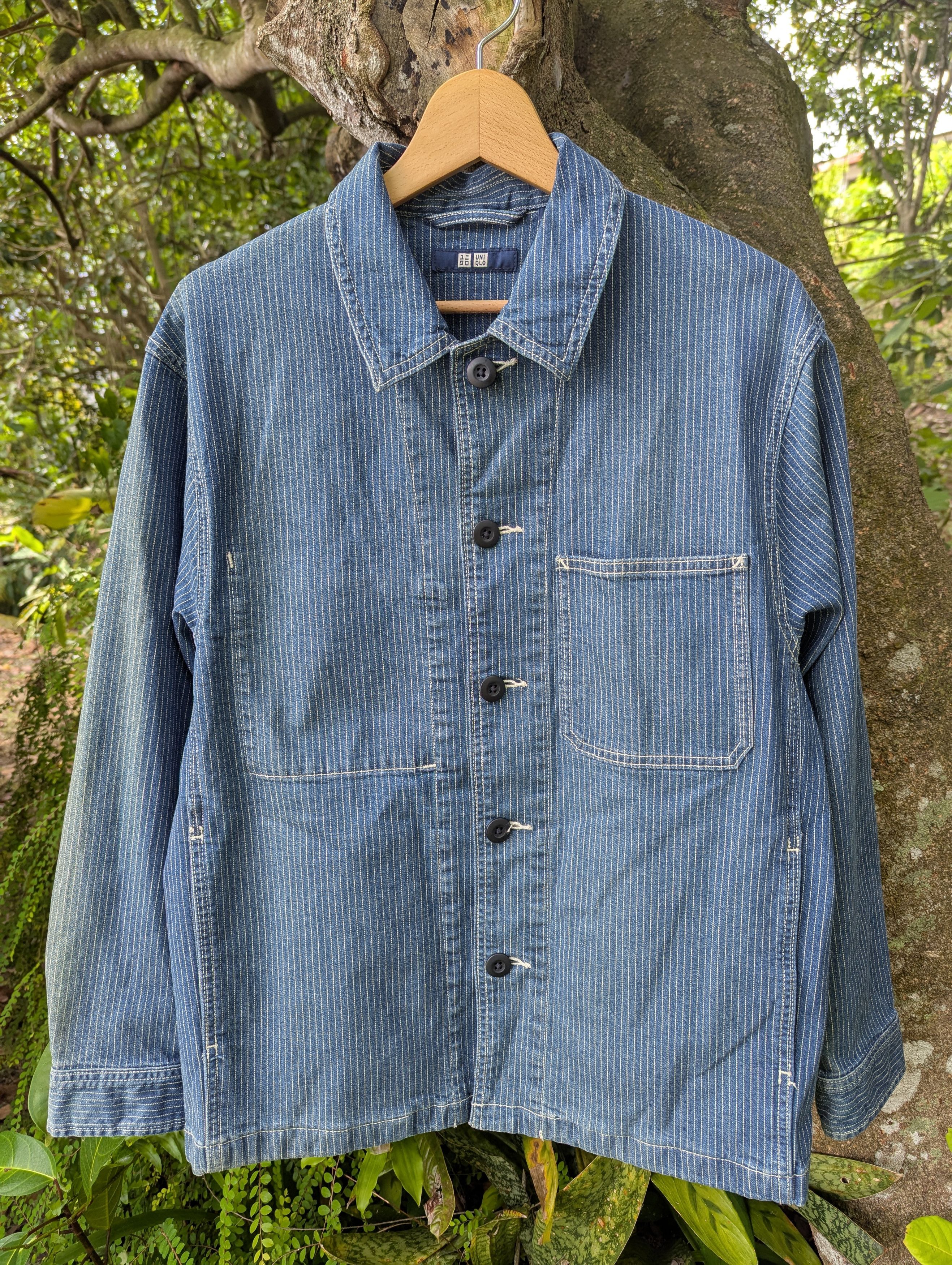 Uniqlo Faded Wabash Jacket Indigo Hickory Stripe Japan Size US M / EU 48-50 / 2 - 4 Thumbnail