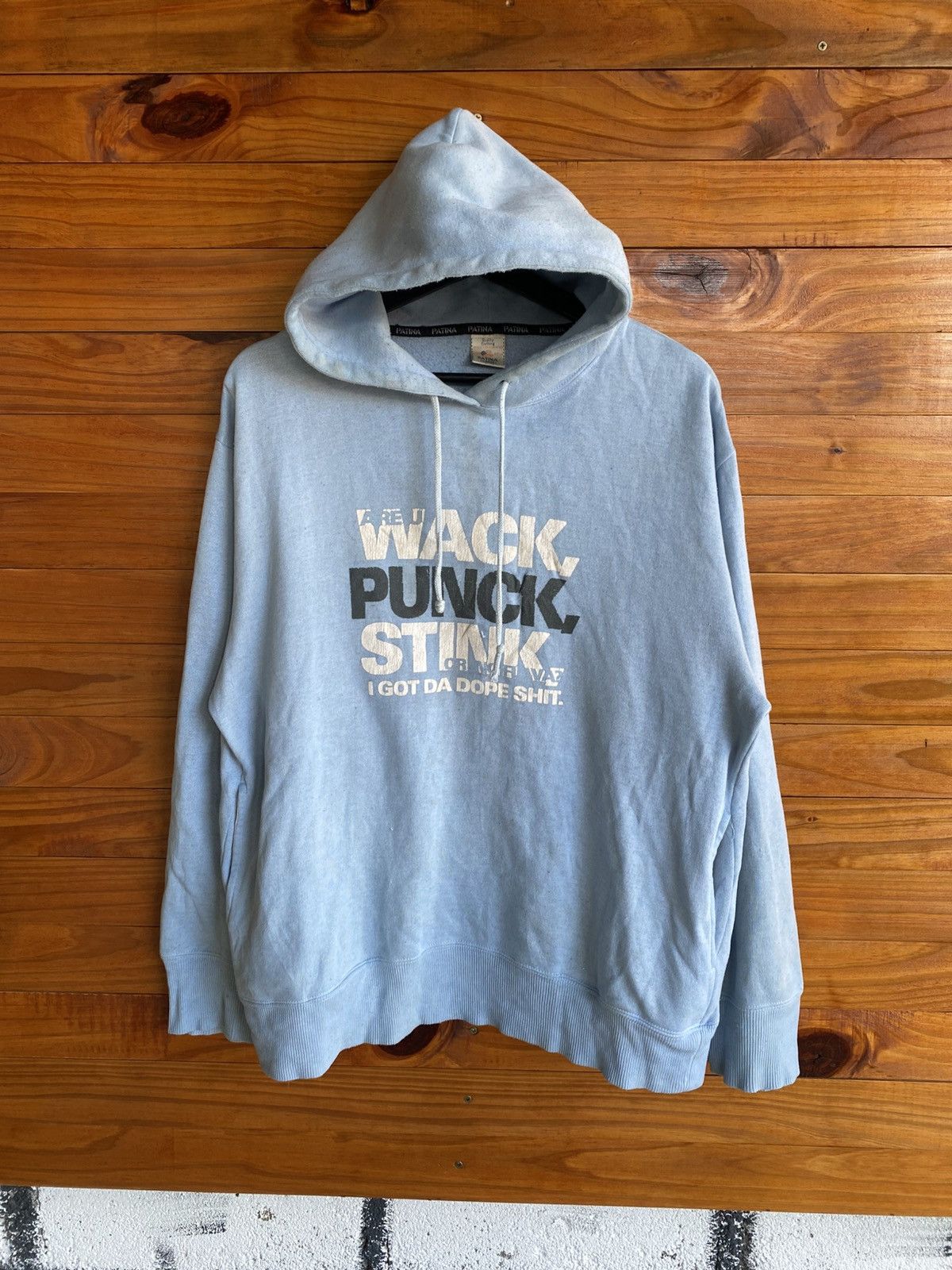 Vintage Vintage Patina Graphic Hoodie Sky Blue Streetwear Sweatshirt Size US L / EU 52-54 / 3 - 3 Thumbnail