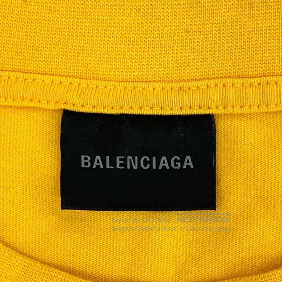 Balenciaga Balenciaga Yellow logo lettered print cotton crew neck sho Size US M / EU 48-50 / 2 - 6 Thumbnail