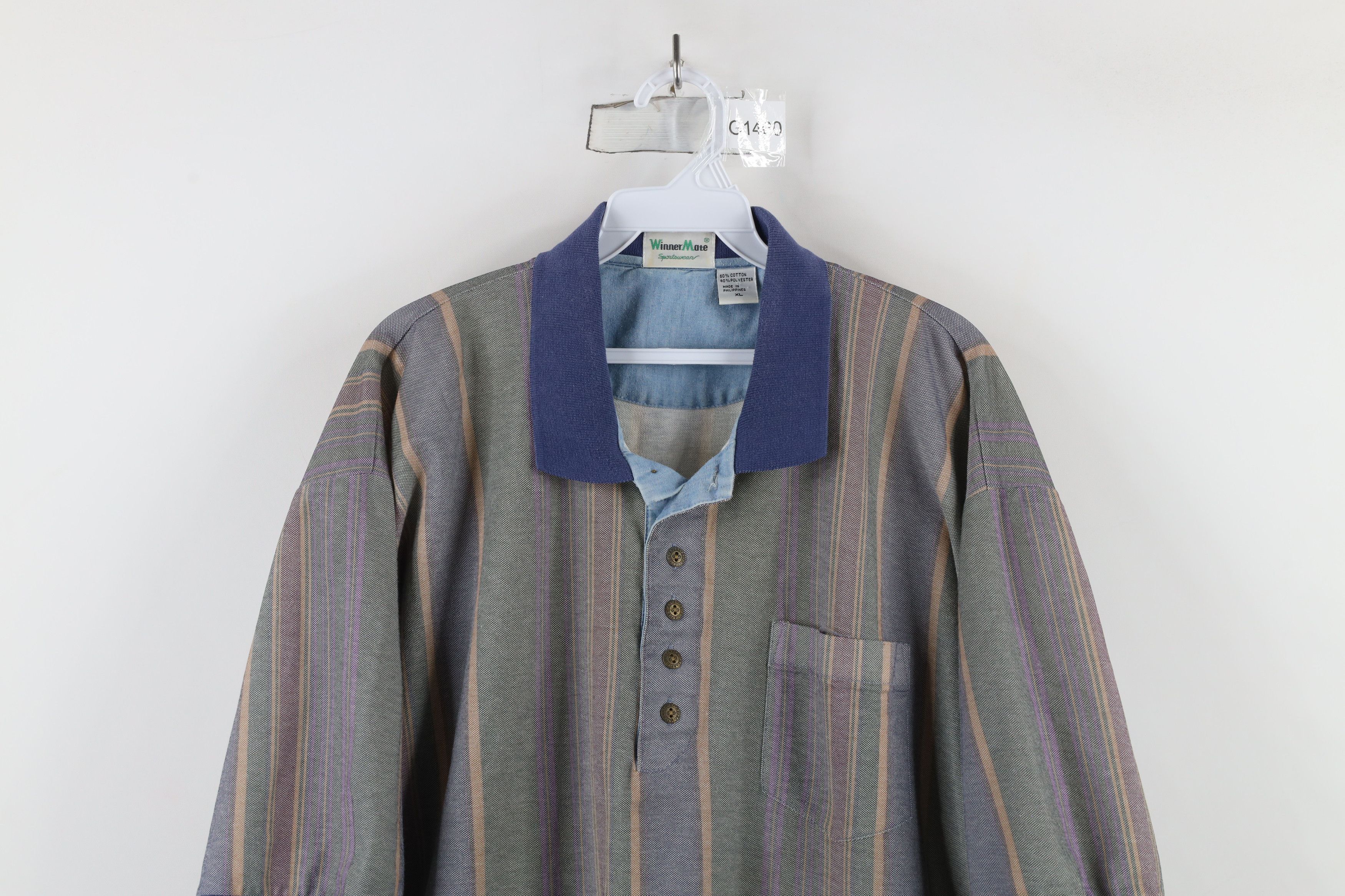 Vintage Vintage 90s Streetwear Baggy Fit Rainbow Striped Polo Shirt Size US XL / EU 56 / 4 - 2 Thumbnail