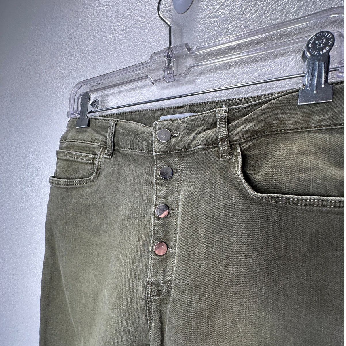 Zara Zara Women Olive Button Fly Distressed Knee Skinny Jean 10 Size 32" / US 10 / IT 46 - 5 Thumbnail