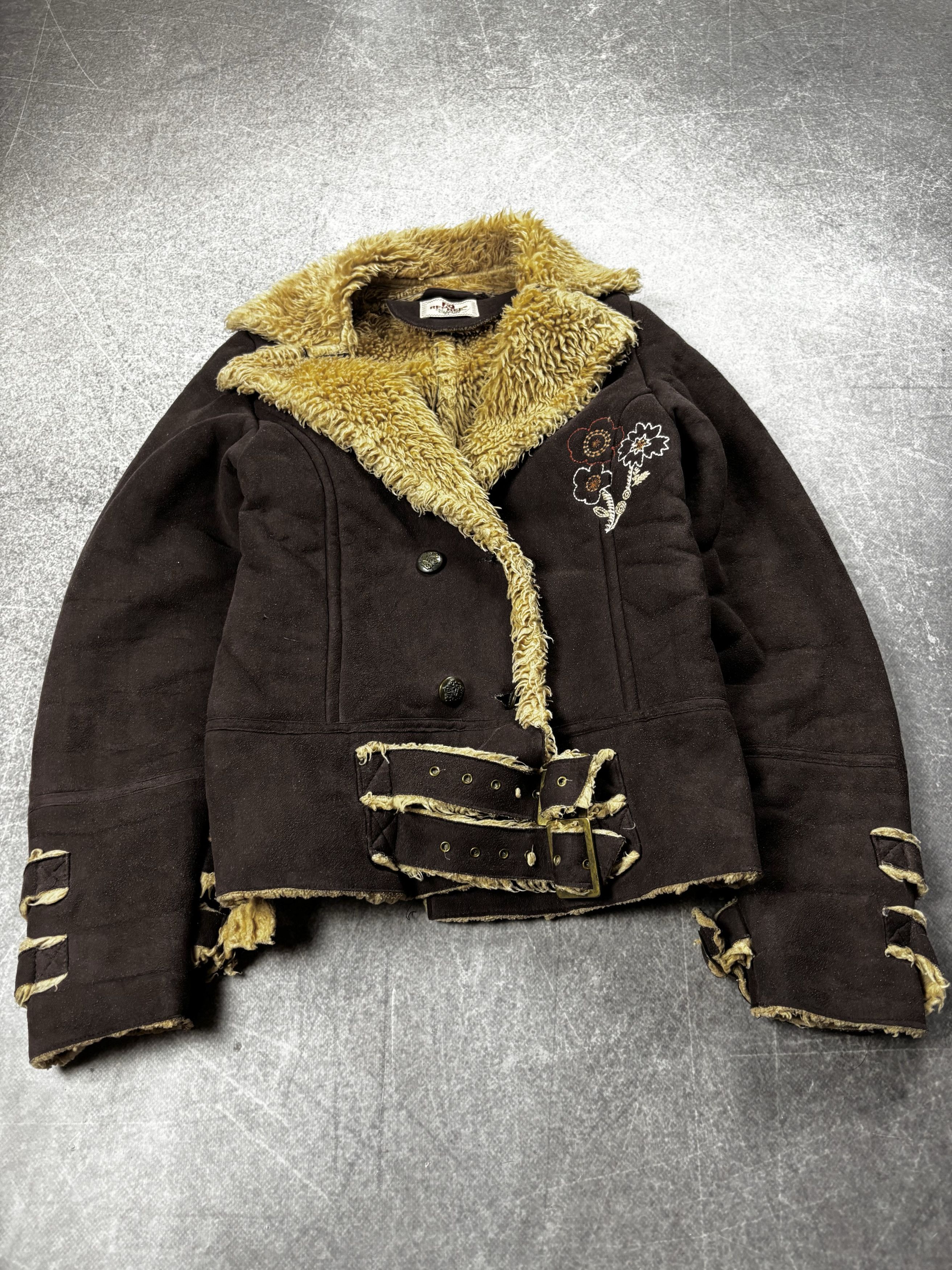 IF SIX WAS NINE STYLE JAPANESE SHEEPSKIN JACKET FUR HOOD Y2K