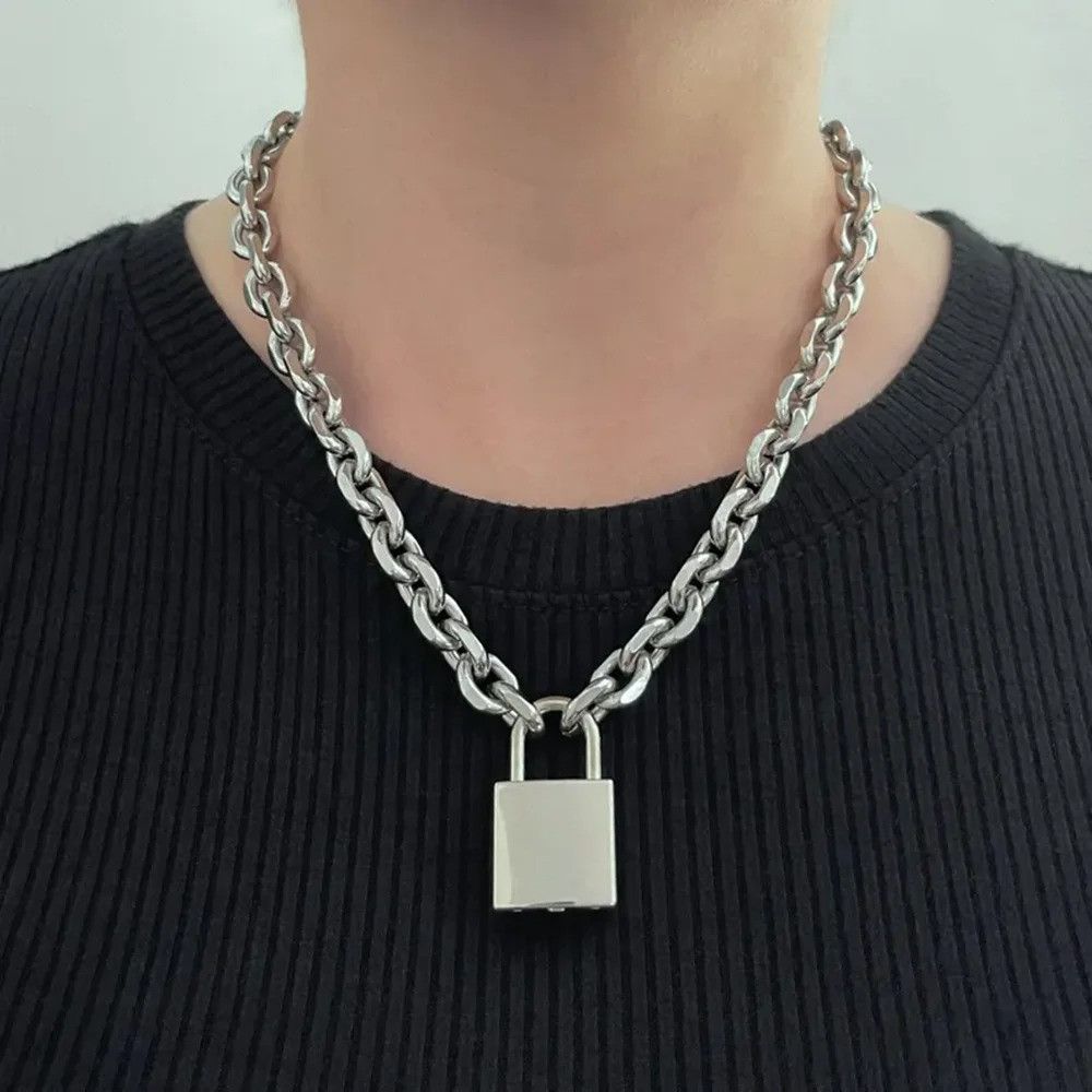 Vintage Solid Stainless Steel Chain Oversized Necklace Size ONE SIZE - 1 Thumbnail