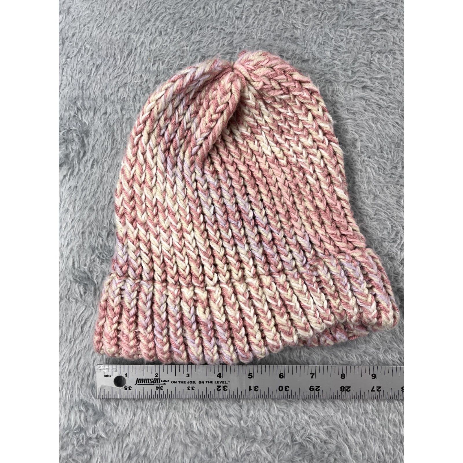 Vintage Handmade Beanie Toque Adult One Size Pink Purple Pastel Knit Acrylic Blend Snow Knit Hat Adults One Size Pink Beanie Size ONE SIZE - 3 Thumbnail