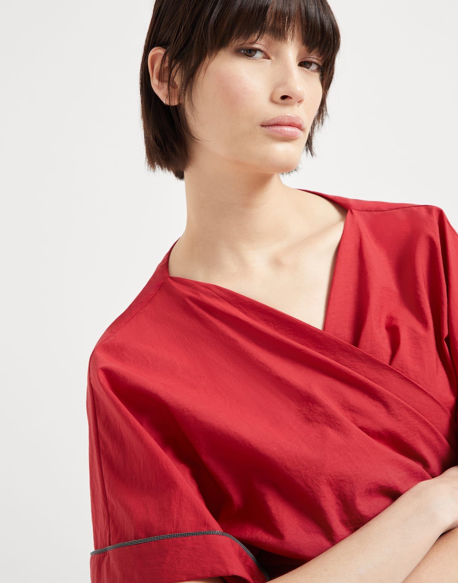 Brunello Cucinelli o1la1rc1a0326 Kimono-Style Top in Red Size M / US 6-8 / IT 42-44 - 3 Thumbnail