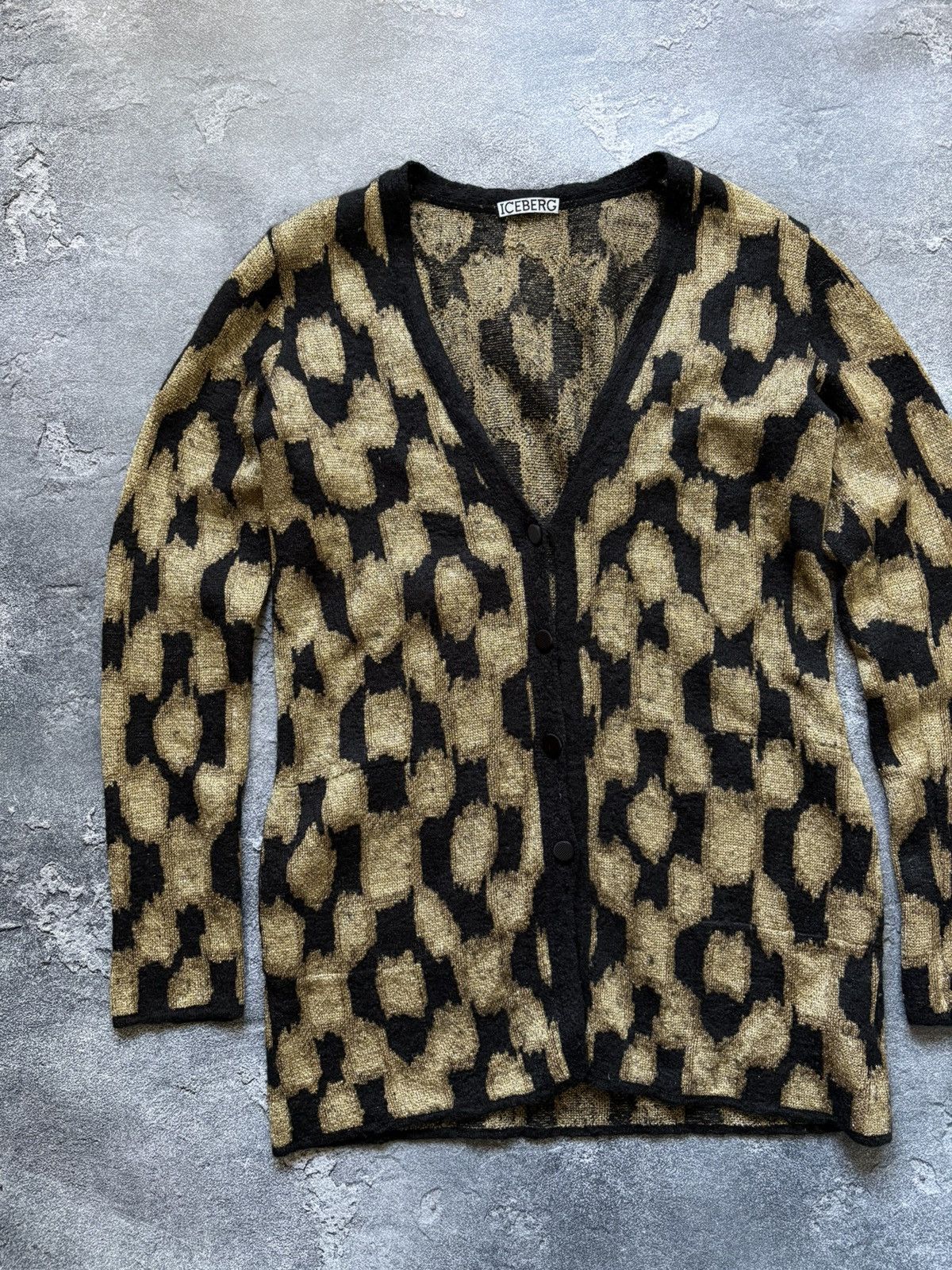 Iceberg Vintage Iceberg Luxury Black/Gold Button Up Mohair Cardigan Size M / US 6-8 / IT 42-44 - 2 Thumbnail