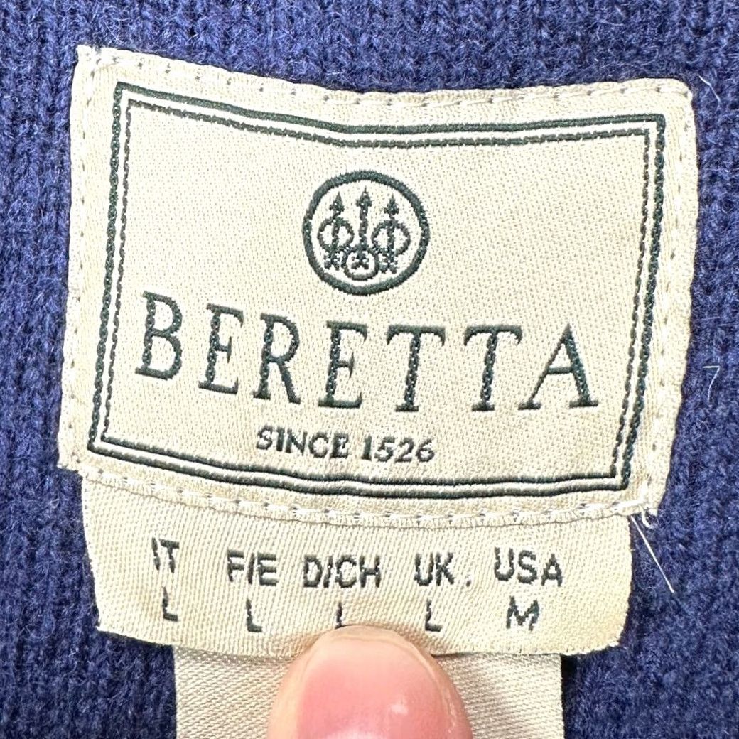 Vintage Beretta Pullover Sweater Mens Medium Blue Lambswool Nylon Blend Knit Elbow Patch Size US M / EU 48-50 / 2 - 5 Thumbnail