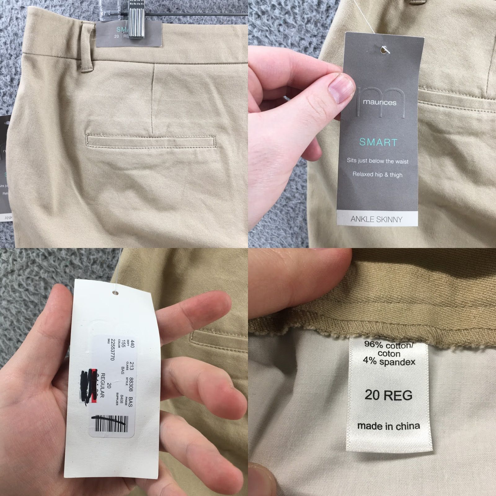Vintage Maurices Ankle Skinny Pants Womens 20 Beige High Rise Hook & Eye Zip Fly NEW Size 42" / US 20 - 9 Thumbnail