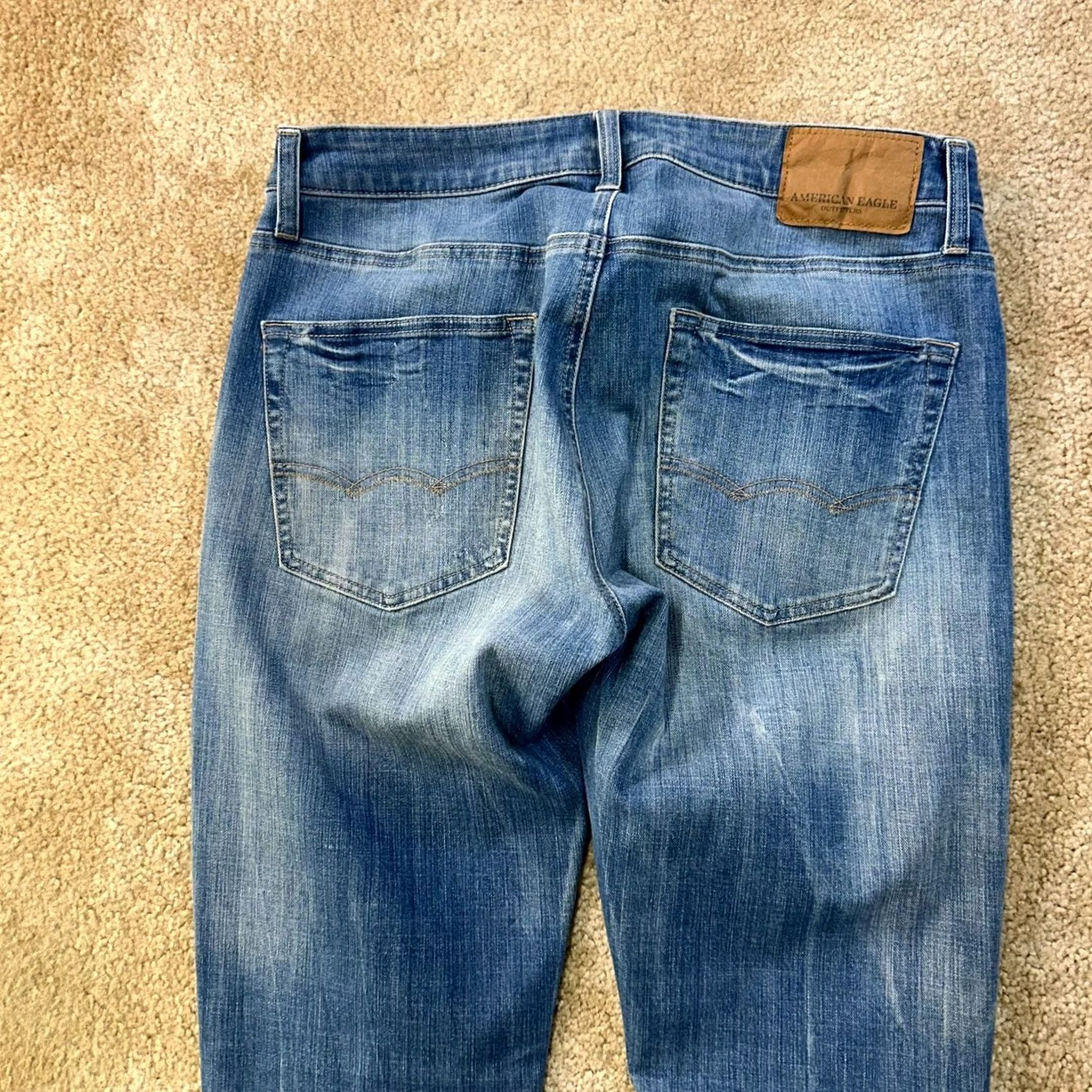 American Eagle Outfitters American Eagle Outfitters Slim Jeans Men's 32x34 Blue Denim Distressed Modern 5-Pocket Belt Loops Cotton Blend Slim Straight Classic Casual Jeans Size US 32 / EU 48 - 6 Thumbnail