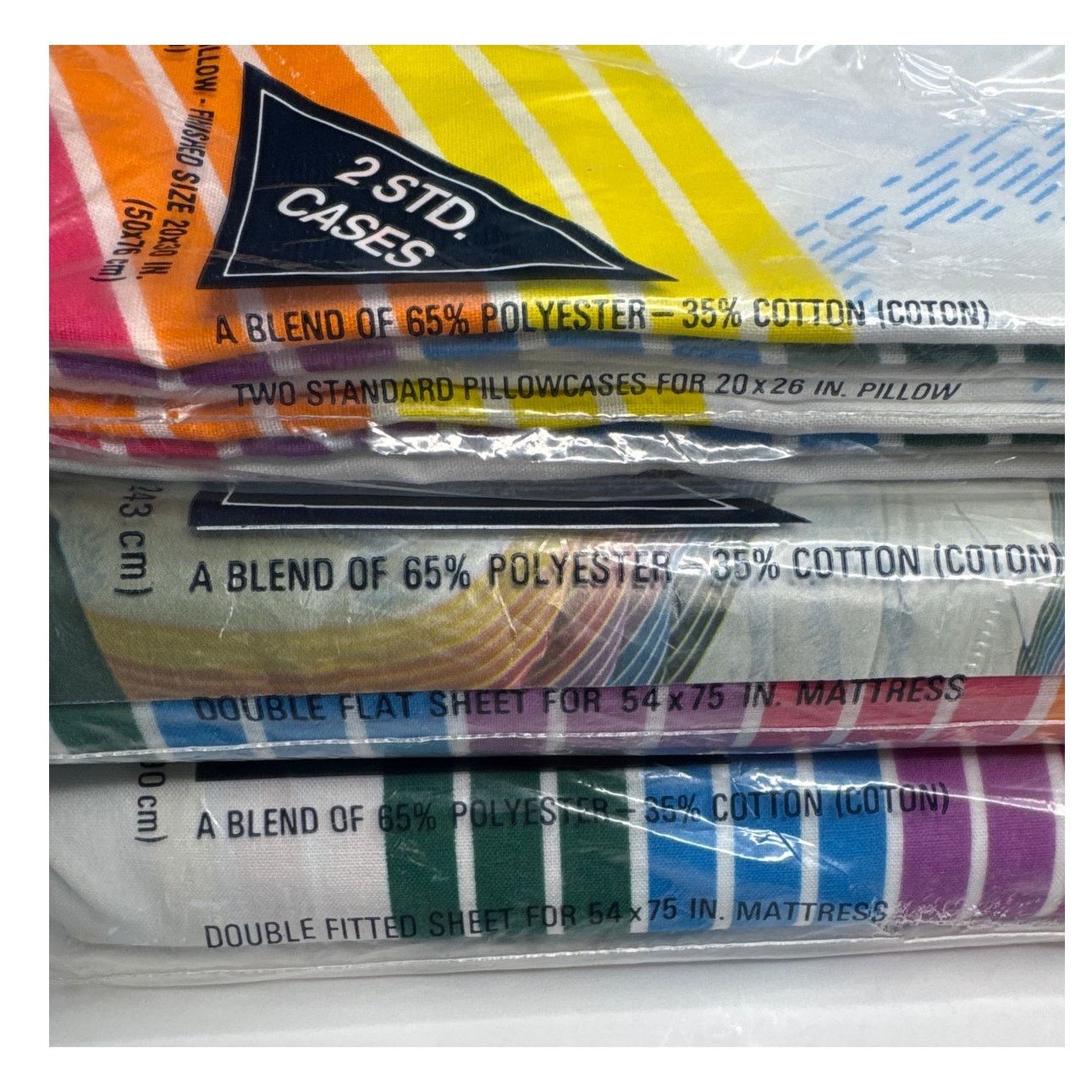 Vintage NWT 80s Pacific Rainbow & Clouds double sheet set LGBT Size ONE SIZE - 7 Thumbnail