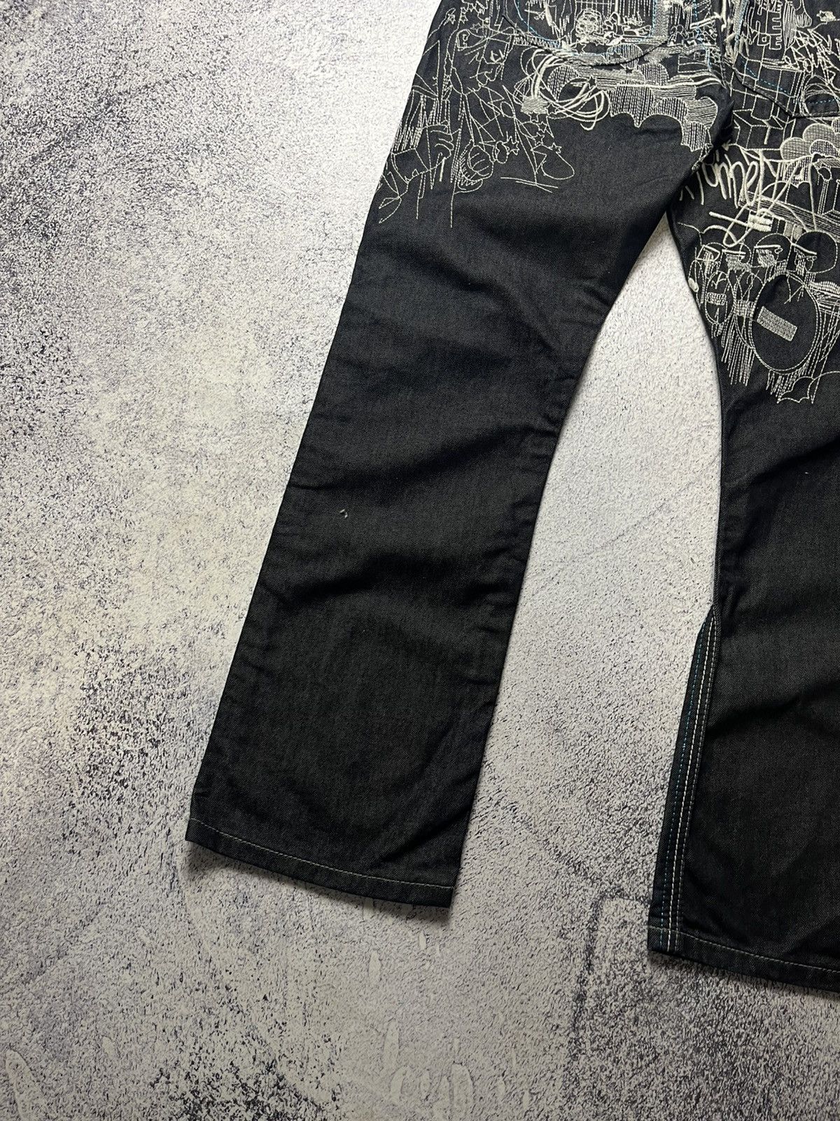 Japanese Brand 0Os VINTAGE Avant Garde Big logo Japanese Baggy Pants Y2K Size US 33 - 6 Thumbnail