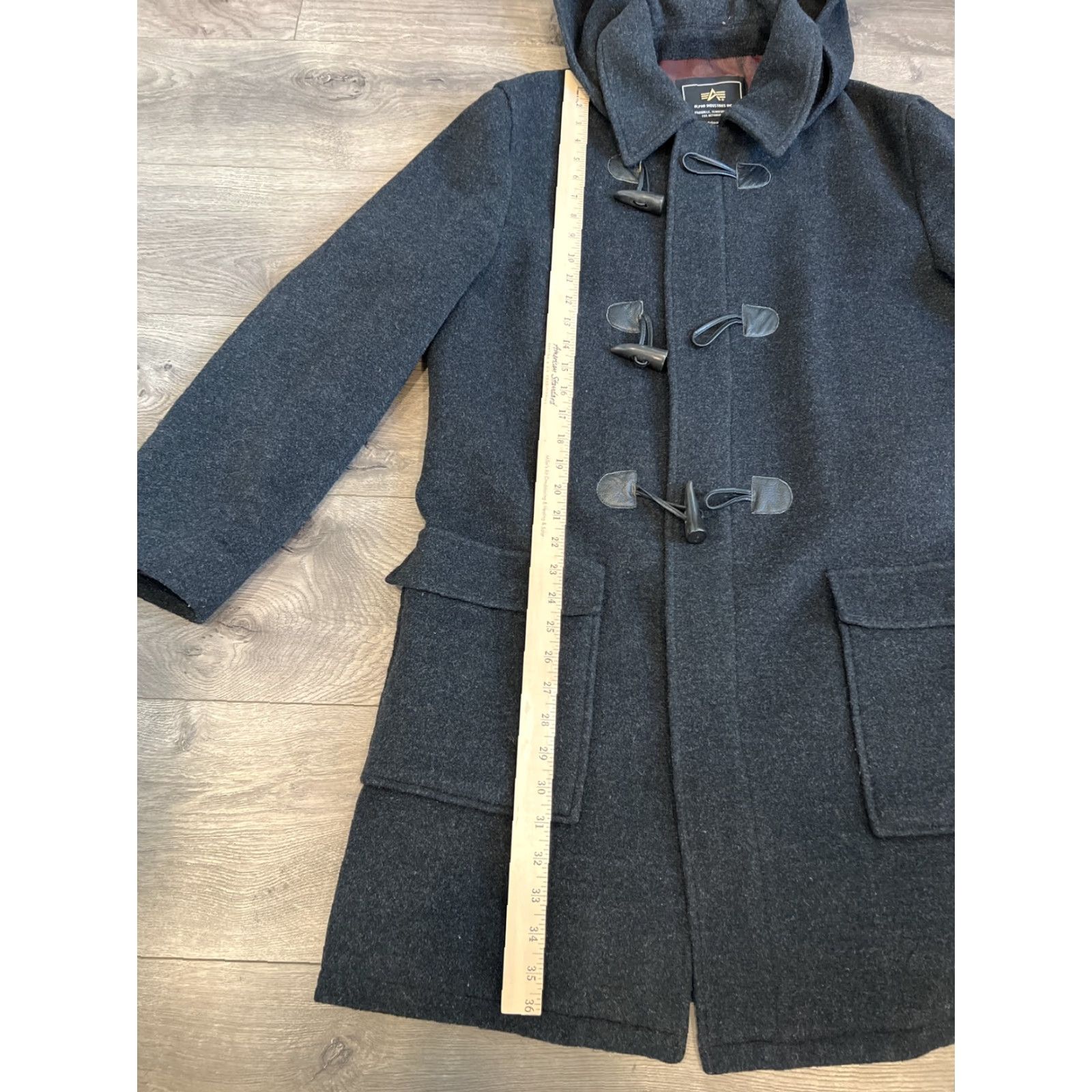 Alpha Industries VINTAGE ALPHA INDUSTRIES Coat Duffle Wool Blend Hooded Gray Medium Mens M Hoodie Zip Toggle Size US M / EU 48-50 / 2 - 2 Thumbnail