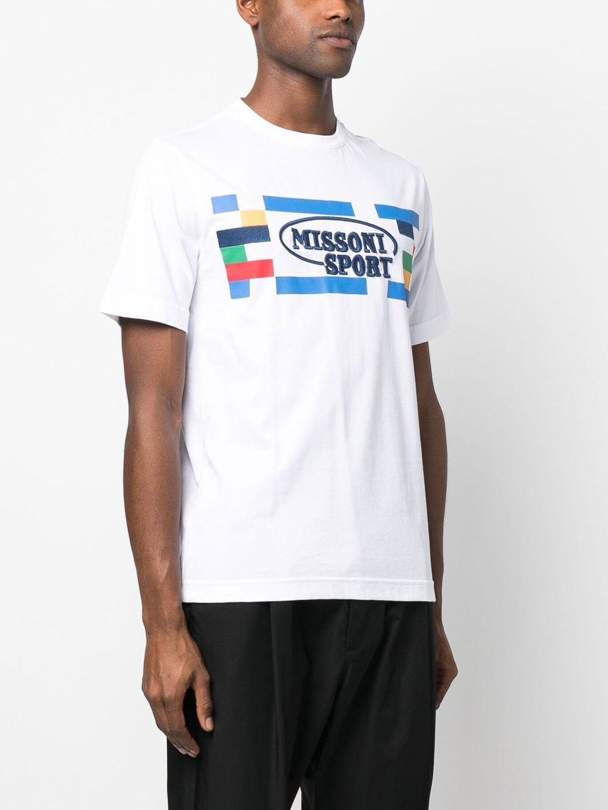 Missoni o1y0225 Logo Crewneck T-Shirt in White Size US M / EU 48-50 / 2 - 3 Thumbnail