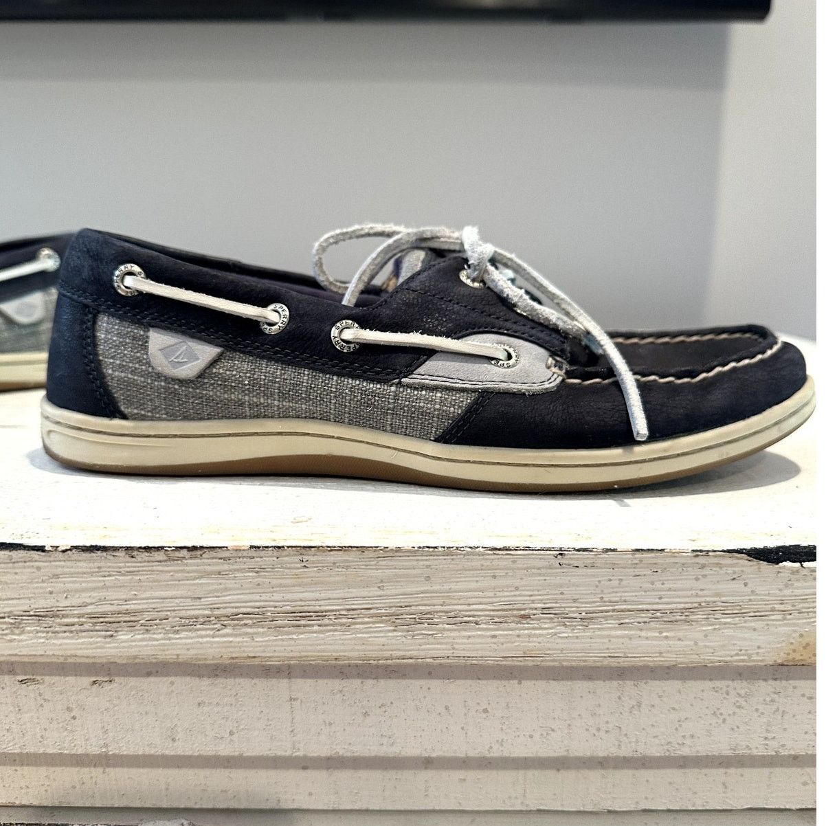 Sperry Sperry Top Sider Kolish Textured Boat Shoe Navy Gray 8M Size US 8 / IT 38 - 5 Thumbnail