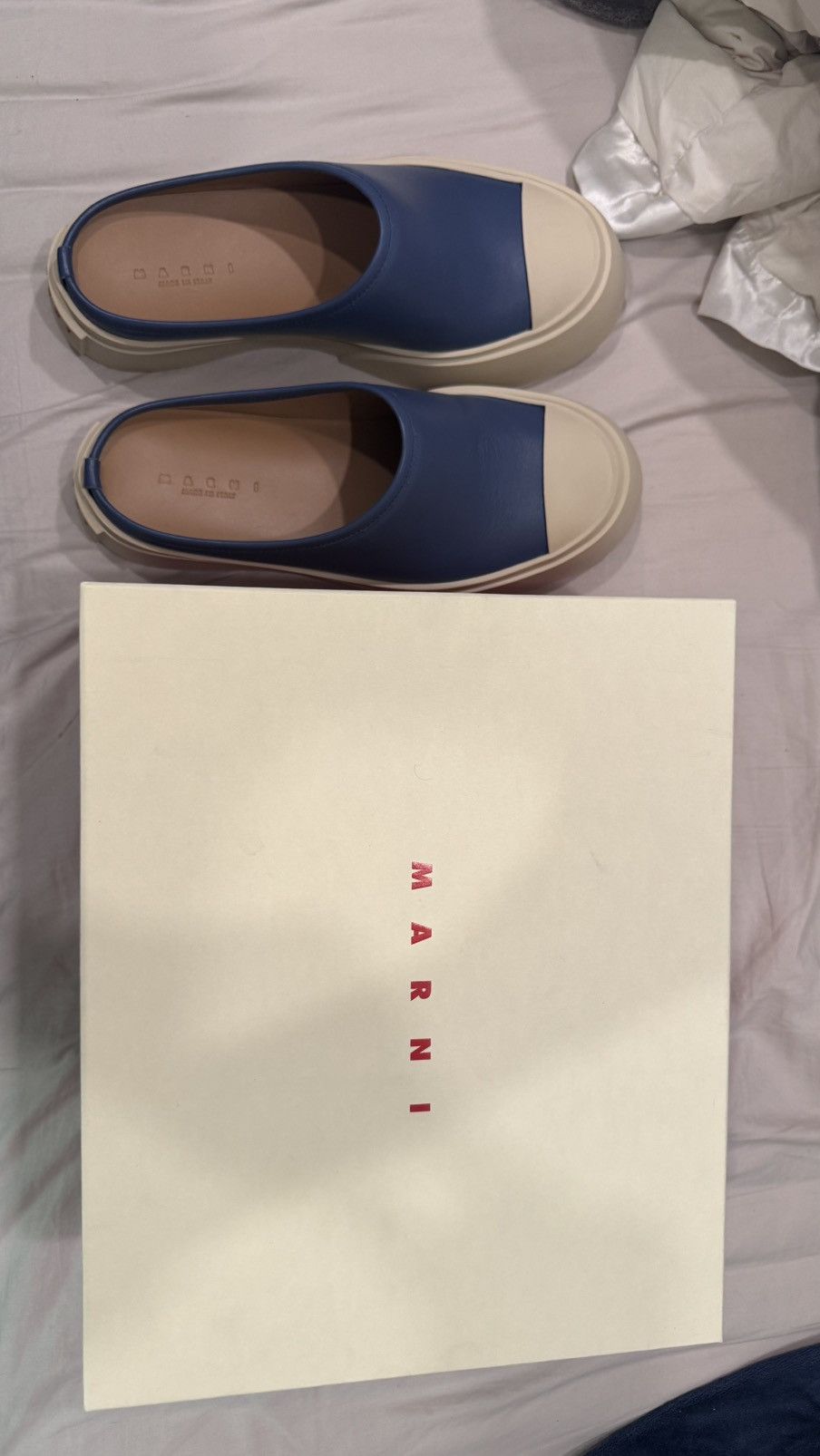 Marni Marni Pablo Leather Shearling Mule (Blue) Size US 9 / EU 42 - 5 Thumbnail