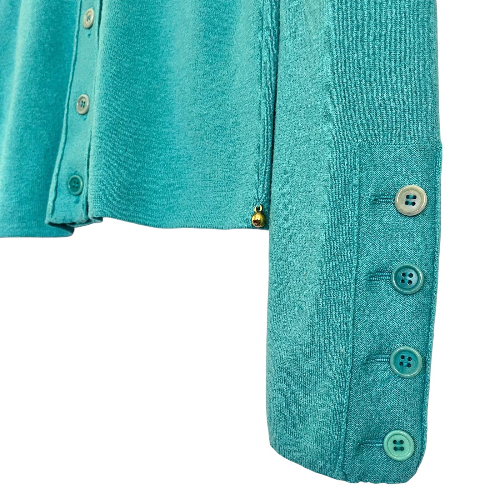 Sonia Rykiel × Vintage Sonia Rykiel Vintage Turquoise Virgin Wool Cardigan Sweater Size S / US 4 / IT 40 - 8 Thumbnail