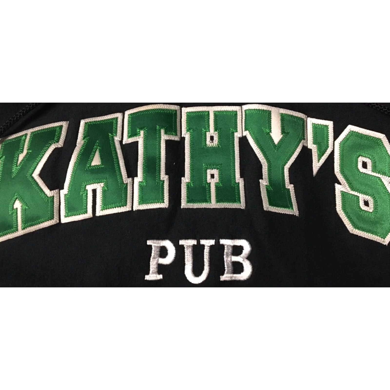 Champion VINTAGE Champion Kathys Pub Spellout Hoodie M Black 90s Bar Pub Grunge USA Mens Size M Shirt? Size US M / EU 48-50 / 2 - 2 Thumbnail