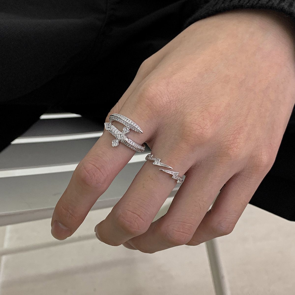 Jewelry Sword lightning Vintage Jewelry RingsChrome Ring (Size 7-13) Size ONE SIZE - 4 Thumbnail