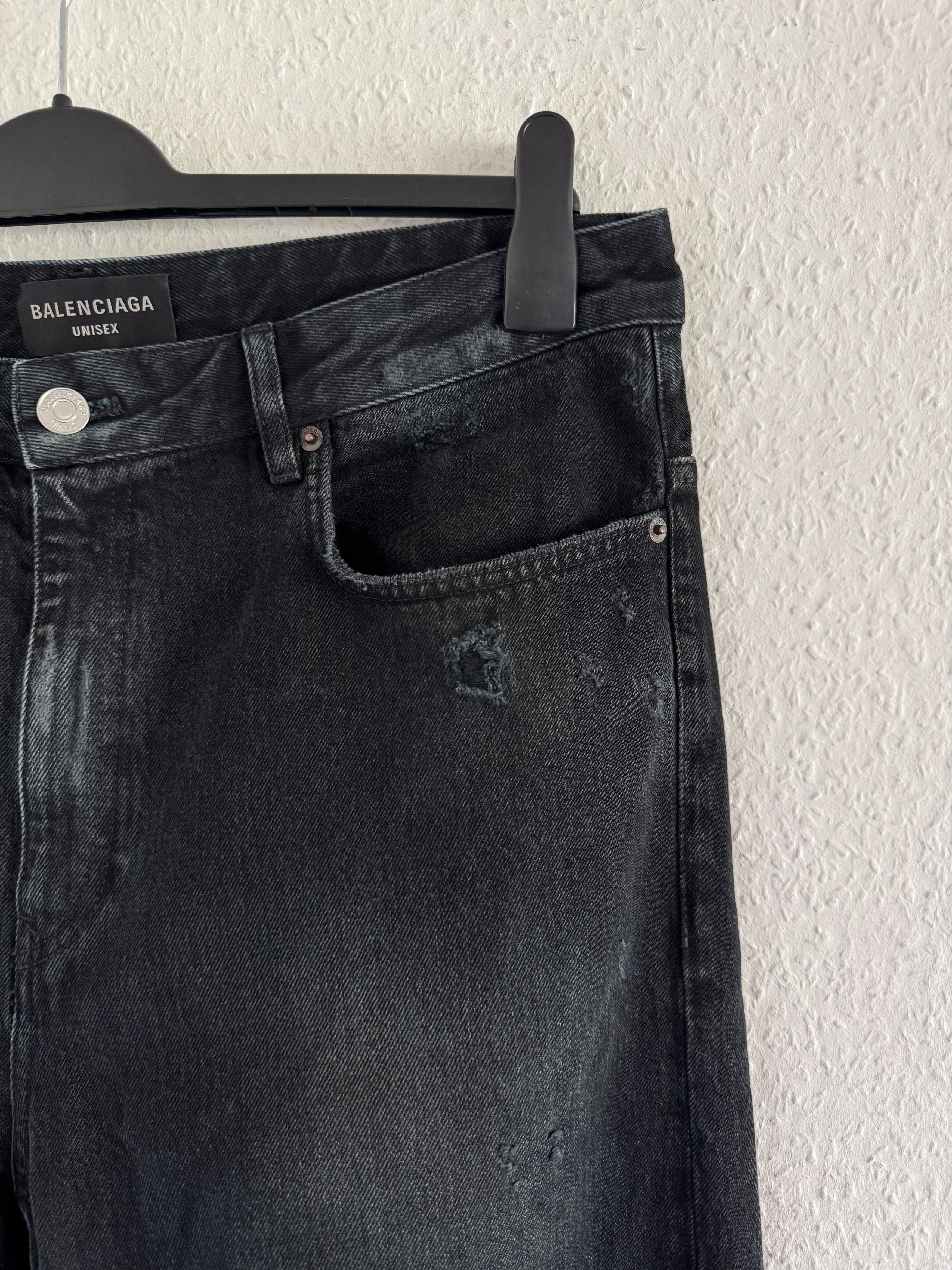 Balenciaga Destroyed Black Denim Jeans Size US 34 / EU 50 - 4 Thumbnail