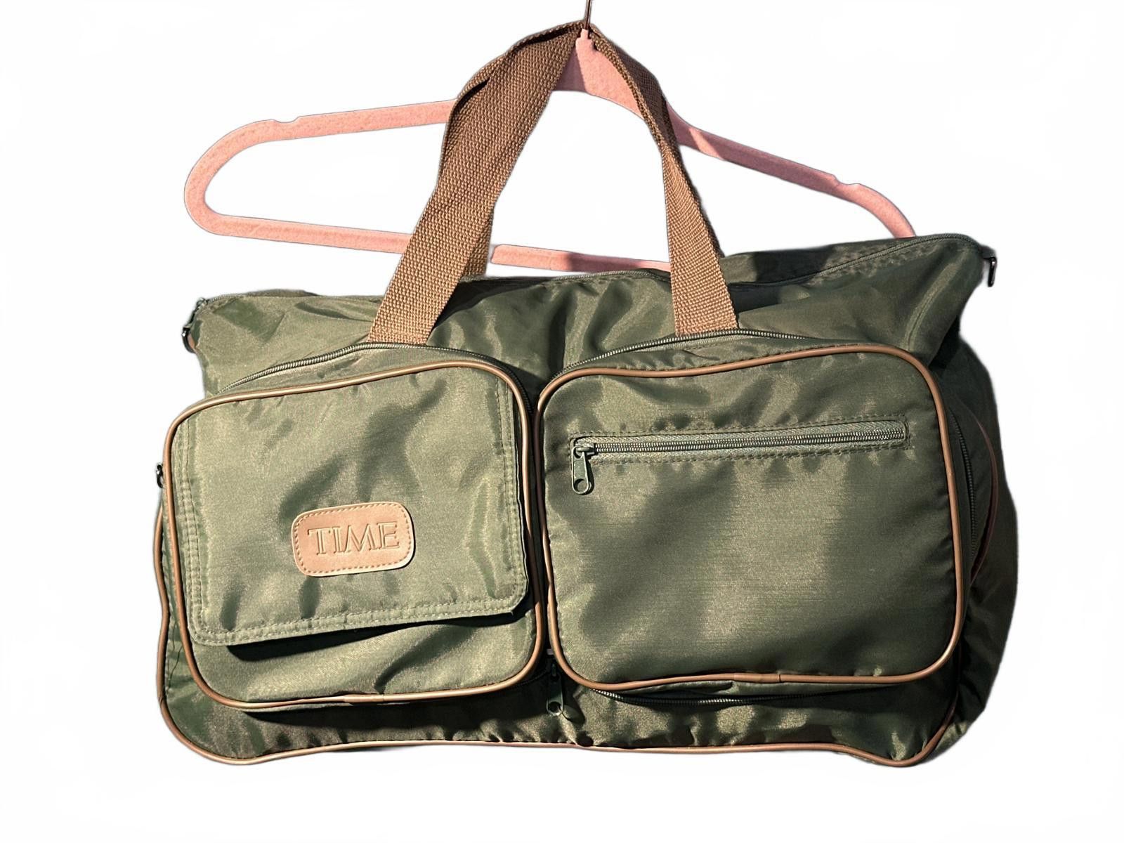 Timberland VTG 80s Green Nylon “Time Magazine” Collapsible Duffel Size ONE SIZE - 1 Thumbnail