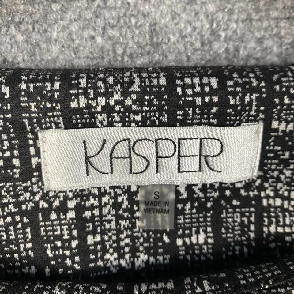 Kasper Kasper Top Women's Small Long Sleeve Black White Polyester S Size S / US 4 / IT 40 - 2 Thumbnail