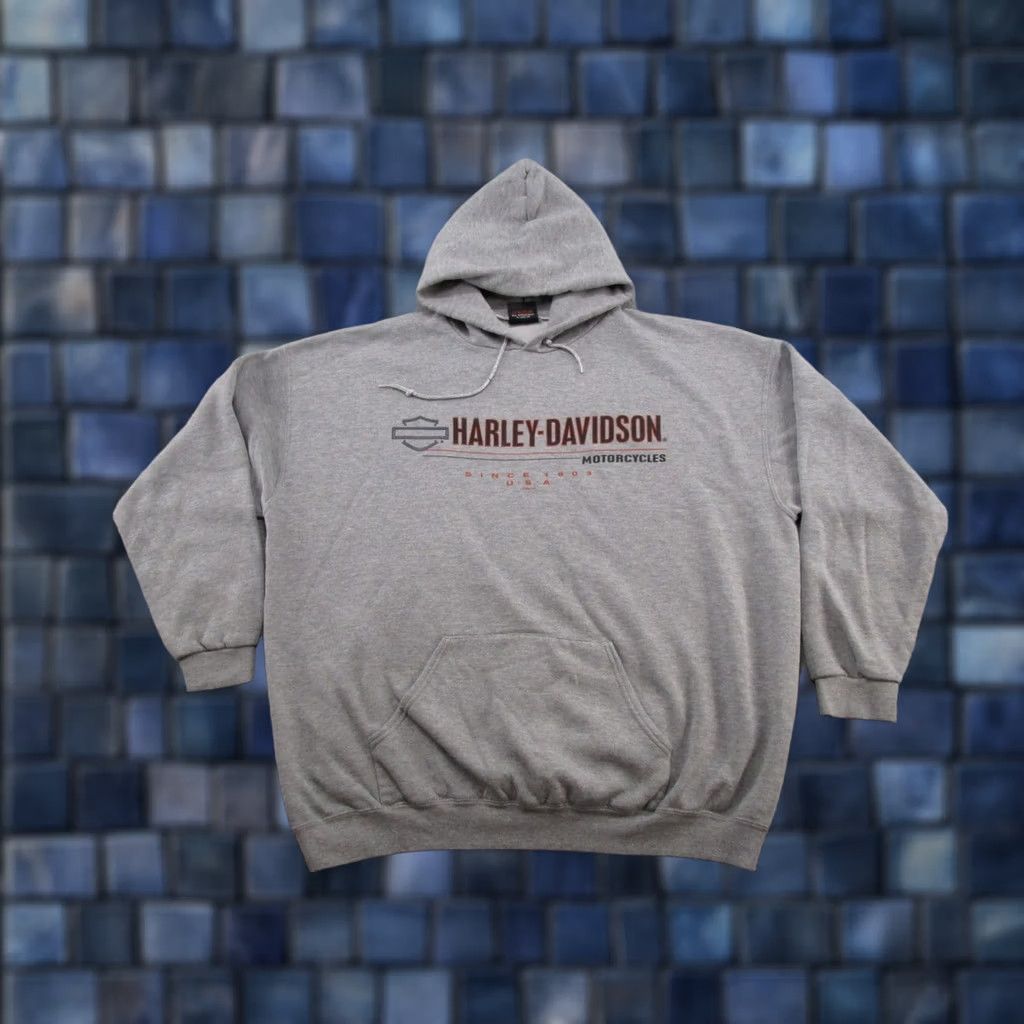 Harley Davidson VINTAGE Harley-Davidson Pullover Hoodie Mens Gray 90s Alaska Graphic Print Hooded Pockets Crew Neck Size L Size US L / EU 52-54 / 3 - 1 Thumbnail