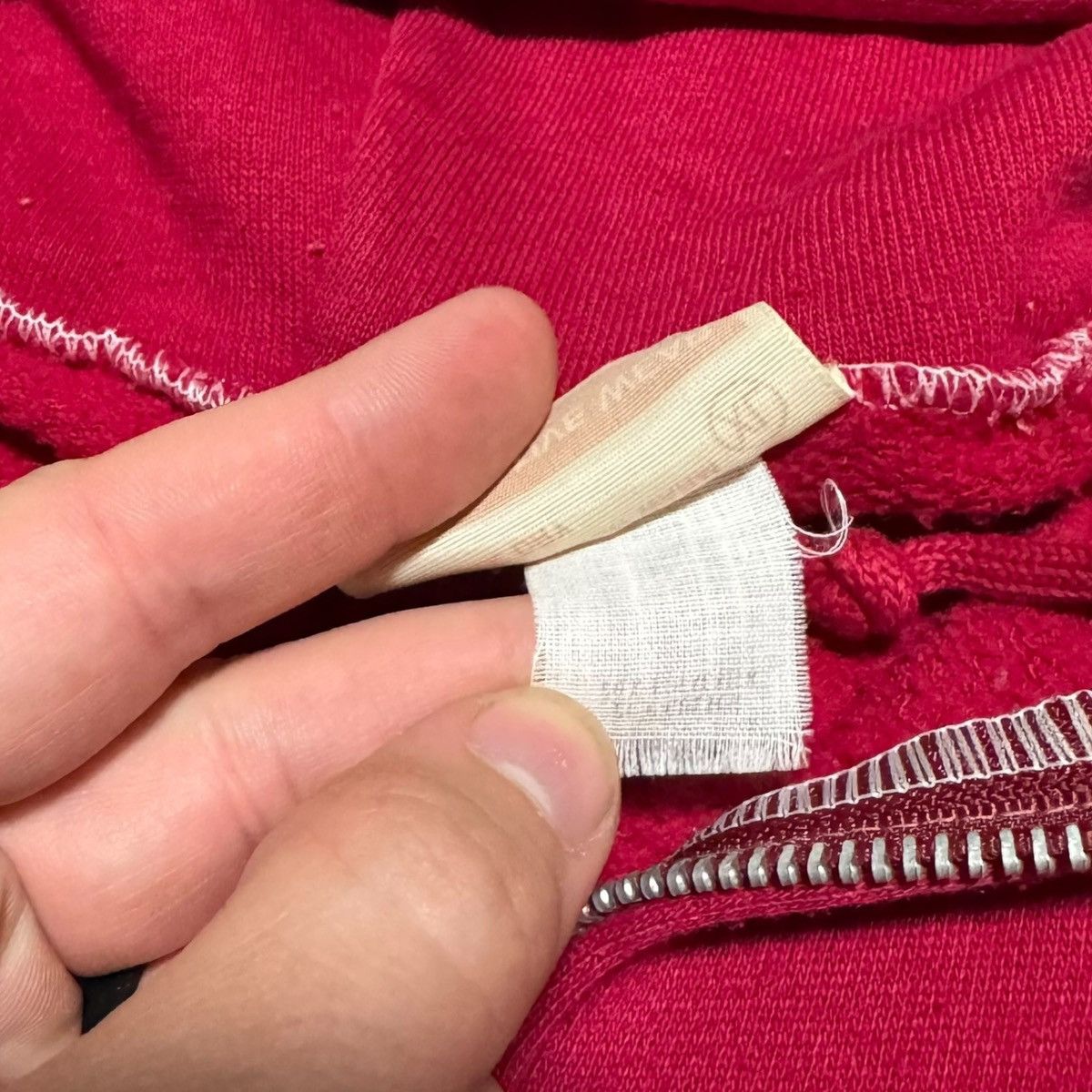 Sears × Vintage 70s Sears Red Stained Zip Hoodie Adult XL (Boxy Small) Size US S / EU 44-46 / 1 - 6 Thumbnail