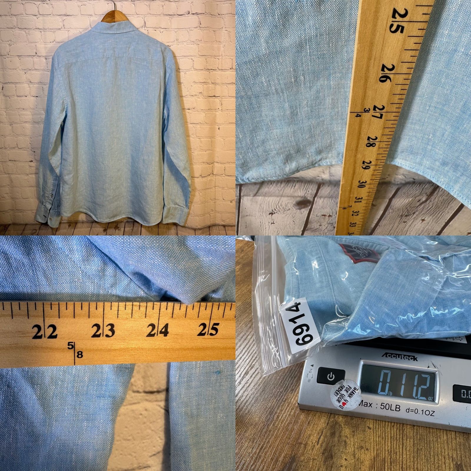 UNTUCKit UNTUCKit Grachetto Light Blue 100% Linen Wrinkle Resistant Shirt Mens Large Size US L / EU 52-54 / 3 - 8 Thumbnail