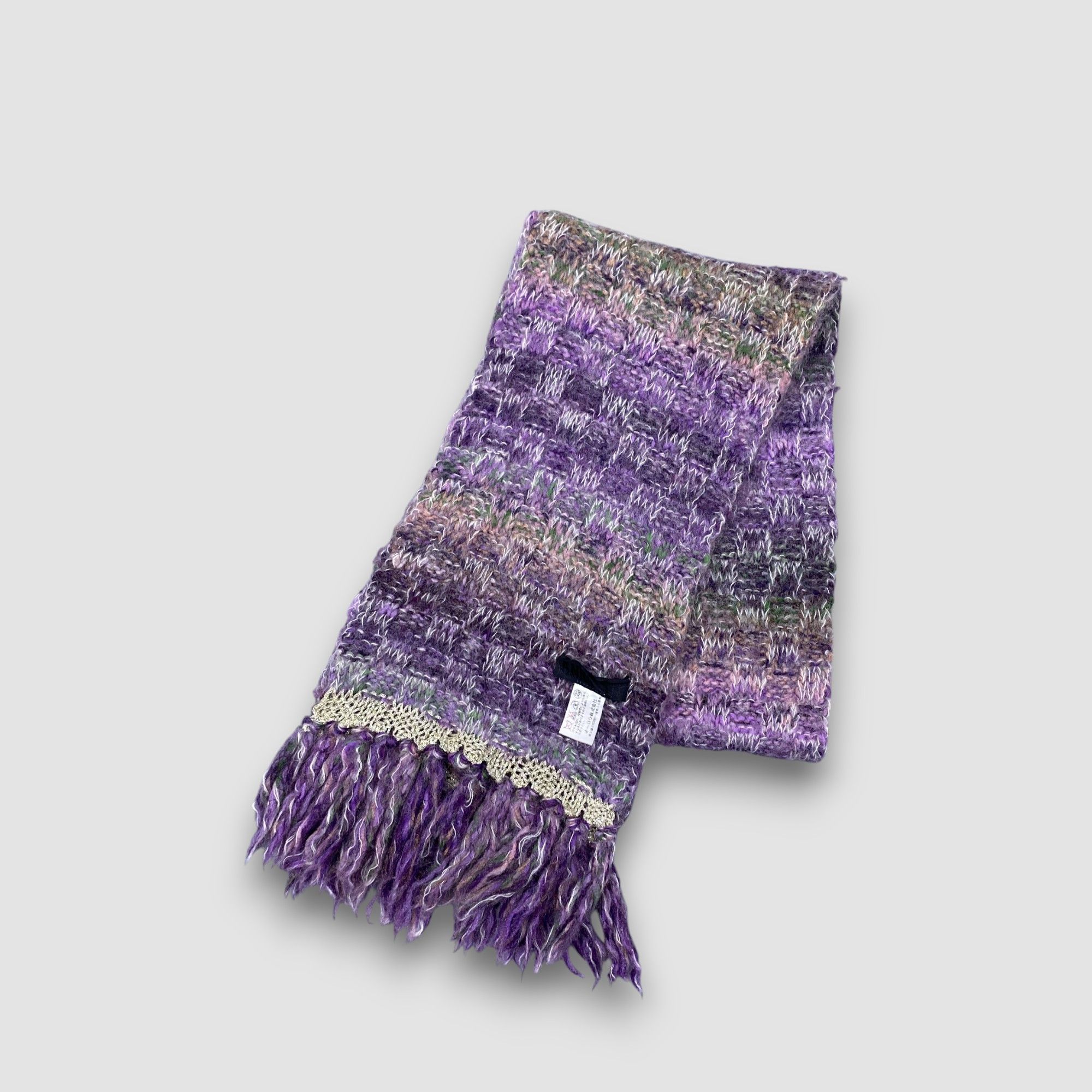 Anna Sui Vintage Anna Sui Scarf Muffler Wool Knit Crochet Scarves Size ONE SIZE - 2 Thumbnail