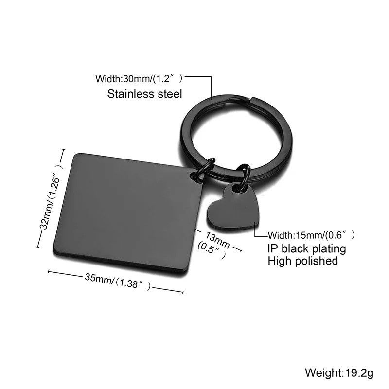 Other Smooth Square Tag with Heart Charm Key Chain Size ONE SIZE - 2 Thumbnail