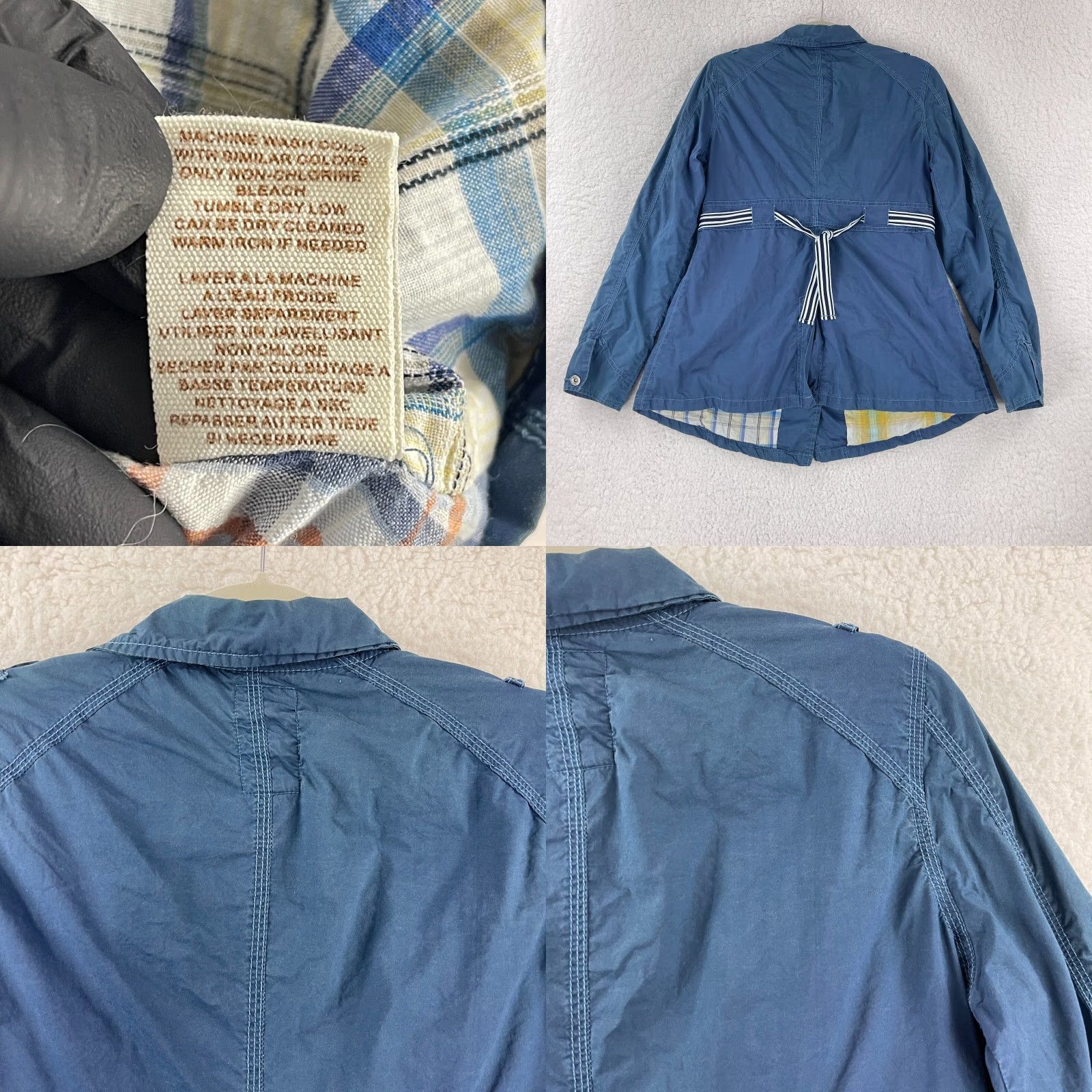 Free People Free People Blue Button-Front Trench Coat Jacket Womens Size 10 Size L / US 10 / IT 46 - 9 Thumbnail