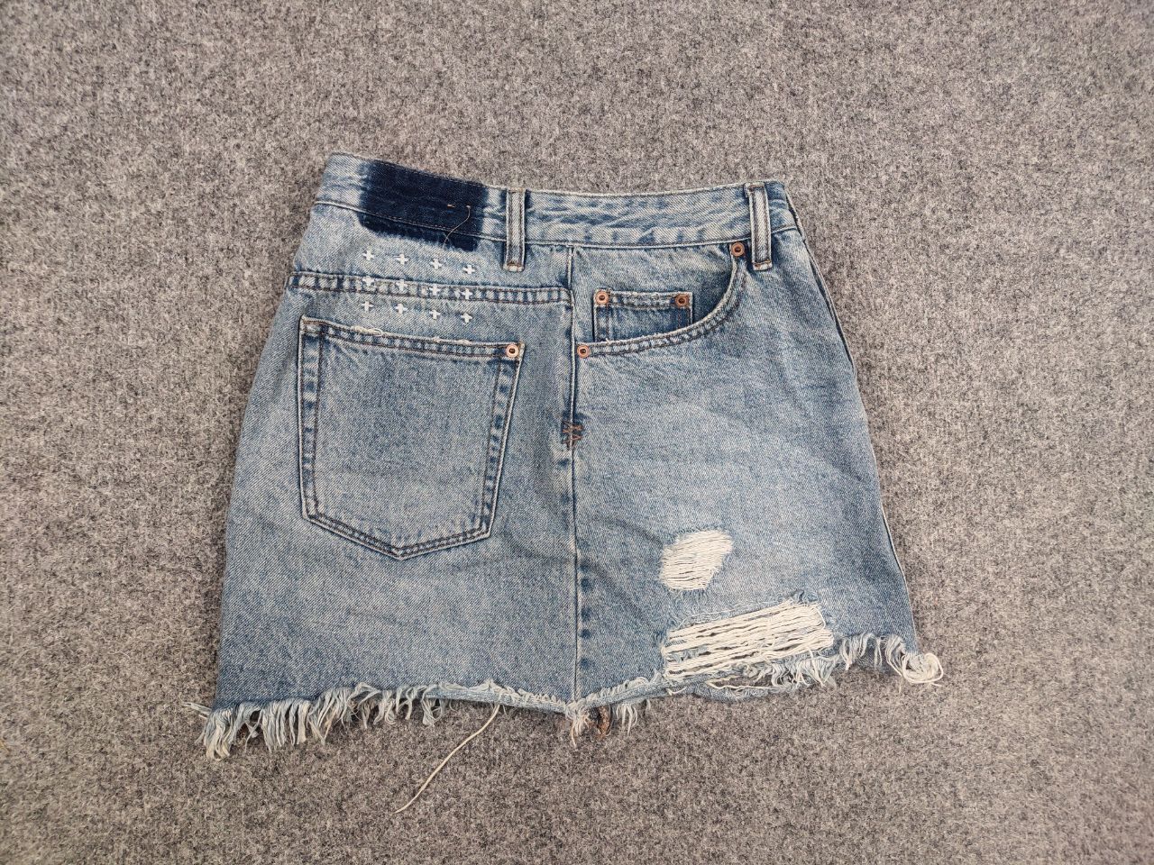 Hysteric Glamour × Ksubi × Vintage Ksubi Japan Design mini moss Distressed Denim Button skirt Size 24" / US 00 / IT 34 - 7 Thumbnail