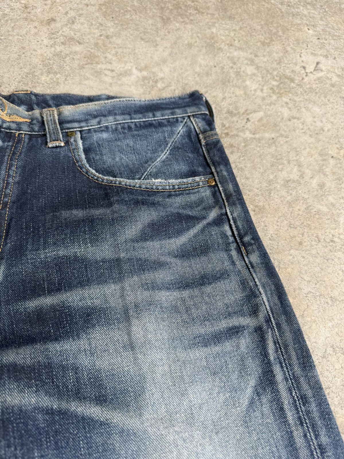 If Six Was Nine Japanese Lee Flared Jeans Distressed Denim Size US 33 - 17 Thumbnail