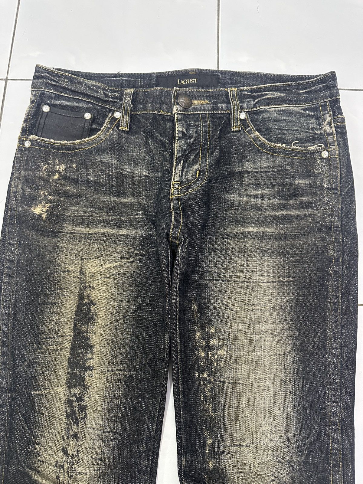 Japanese Brand × Vintage Vintage Japanese LAGUST Distressed Mud Wash Flare Jeans Size US 32 / EU 48 - 13 Thumbnail