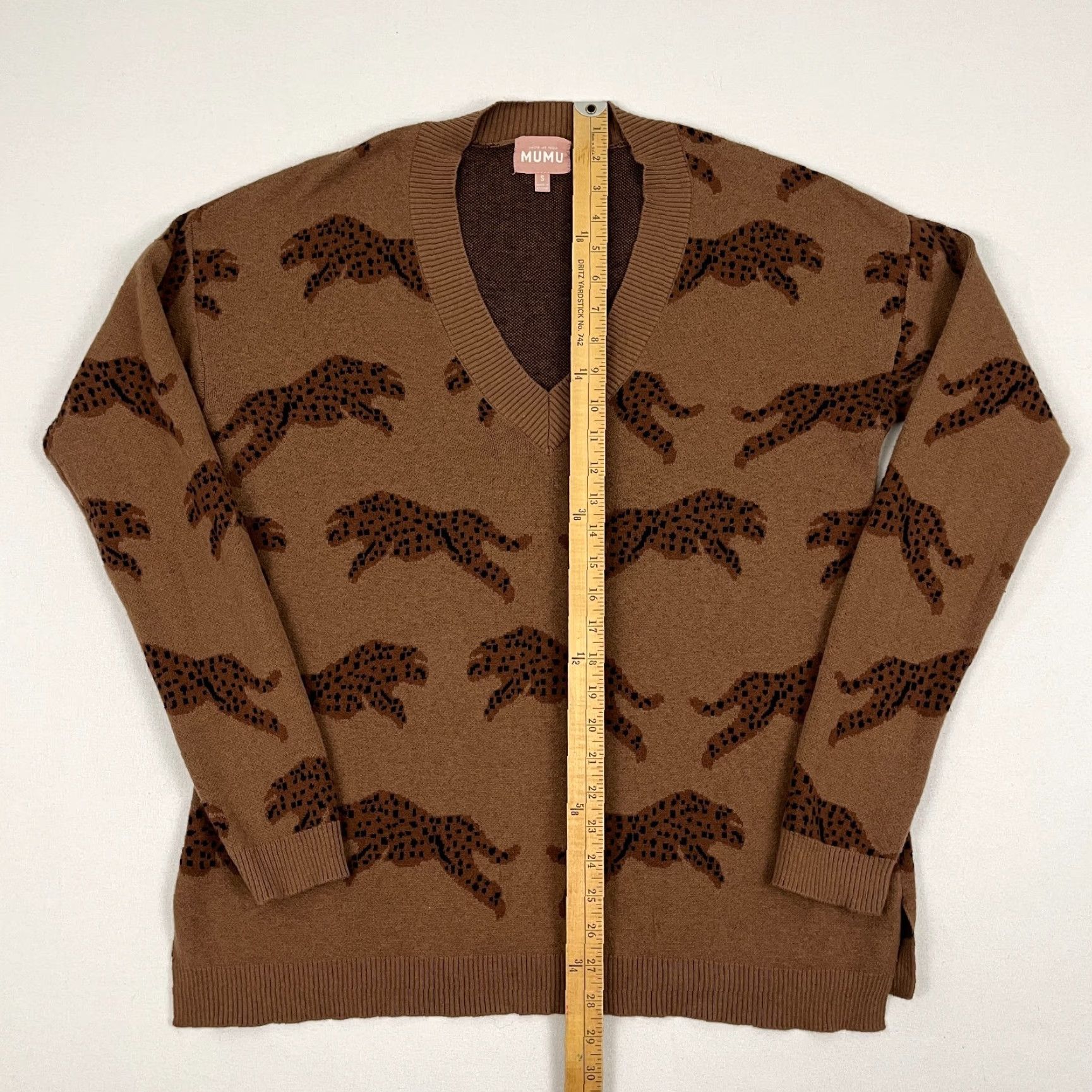Vintage Mumu Gilligan Sweater Womens S Brown Jumping Cheetah Knit Jumper Size S / US 4 / IT 40 - 4 Thumbnail