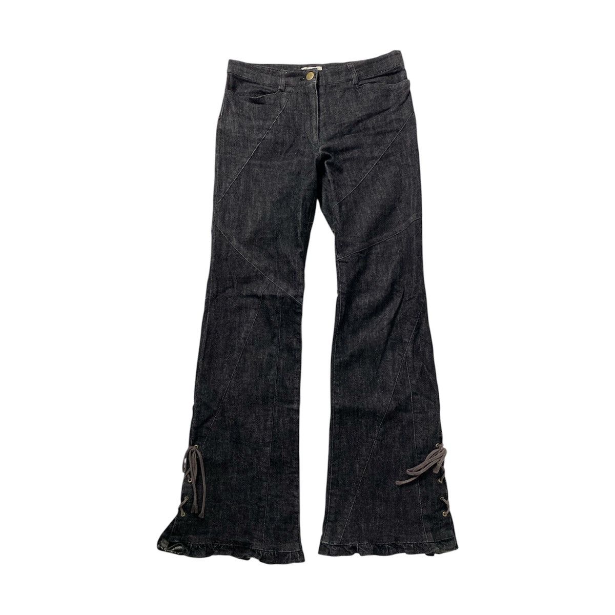 Tornado Mart L’est Rose Flared Lace Up Denim Pants like Tornado Mart Size US 28 / EU 44 - 1 Thumbnail