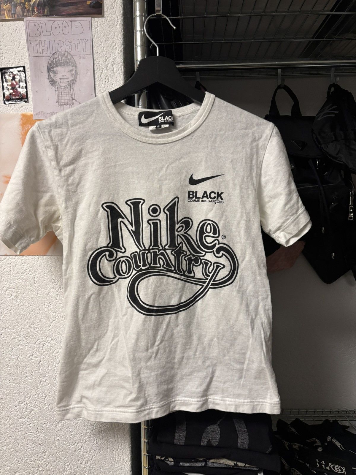 New Womens outlet Large White Black Nike X Commes Des Garcon Black T Shirt