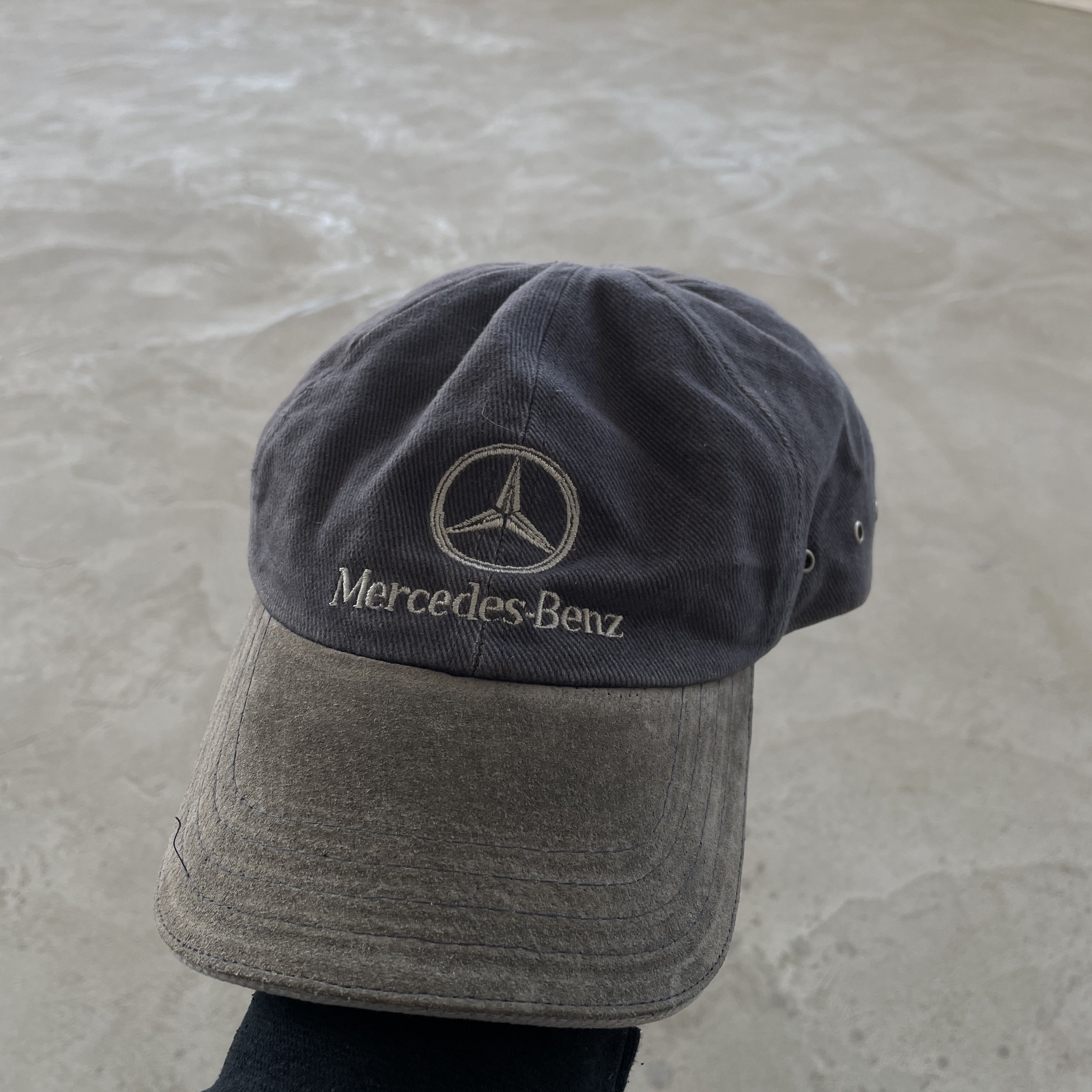Mercedes-Benz Vintage Mercedes Benz Grey Suede Brim Logo Hat Strapback Cap Size ONE SIZE - 1 Thumbnail
