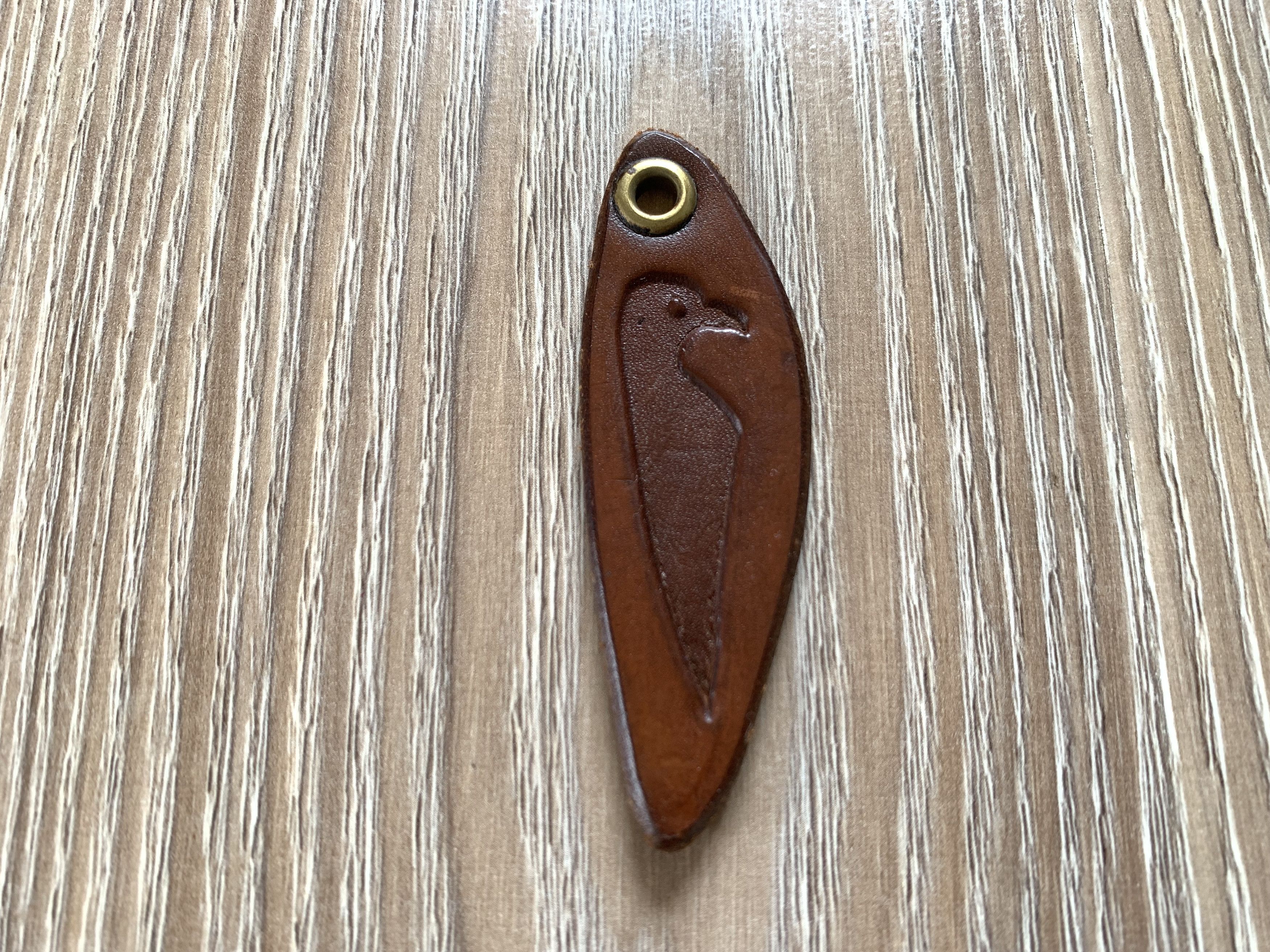 Handmade Leather Keychain With Viking Raven Embossing Size ONE SIZE - 4 Thumbnail