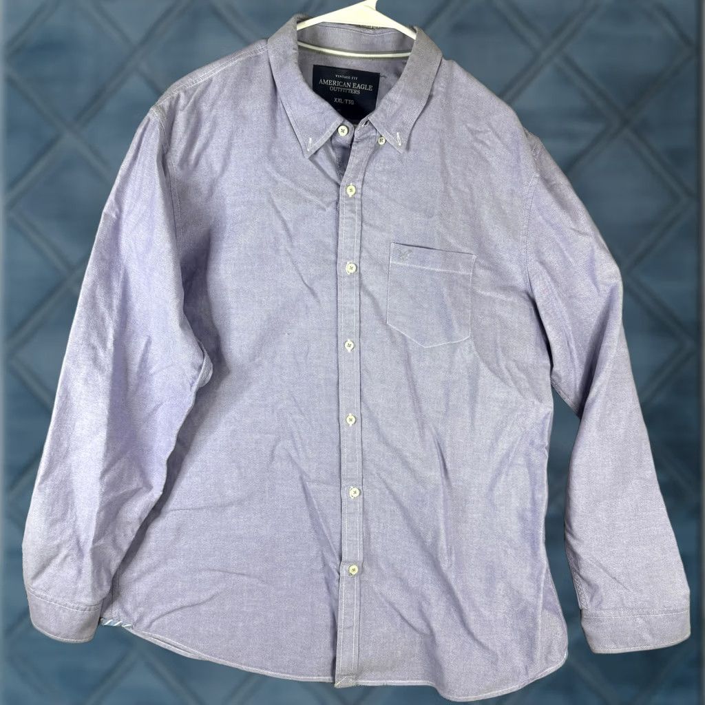 American Eagle Outfitters VINTAGE American Eagle Outfitters Shirt Mens 2XL Purple Solid Button-Front Long Sleeve Size US XXL / EU 58 / 5 - 1 Thumbnail