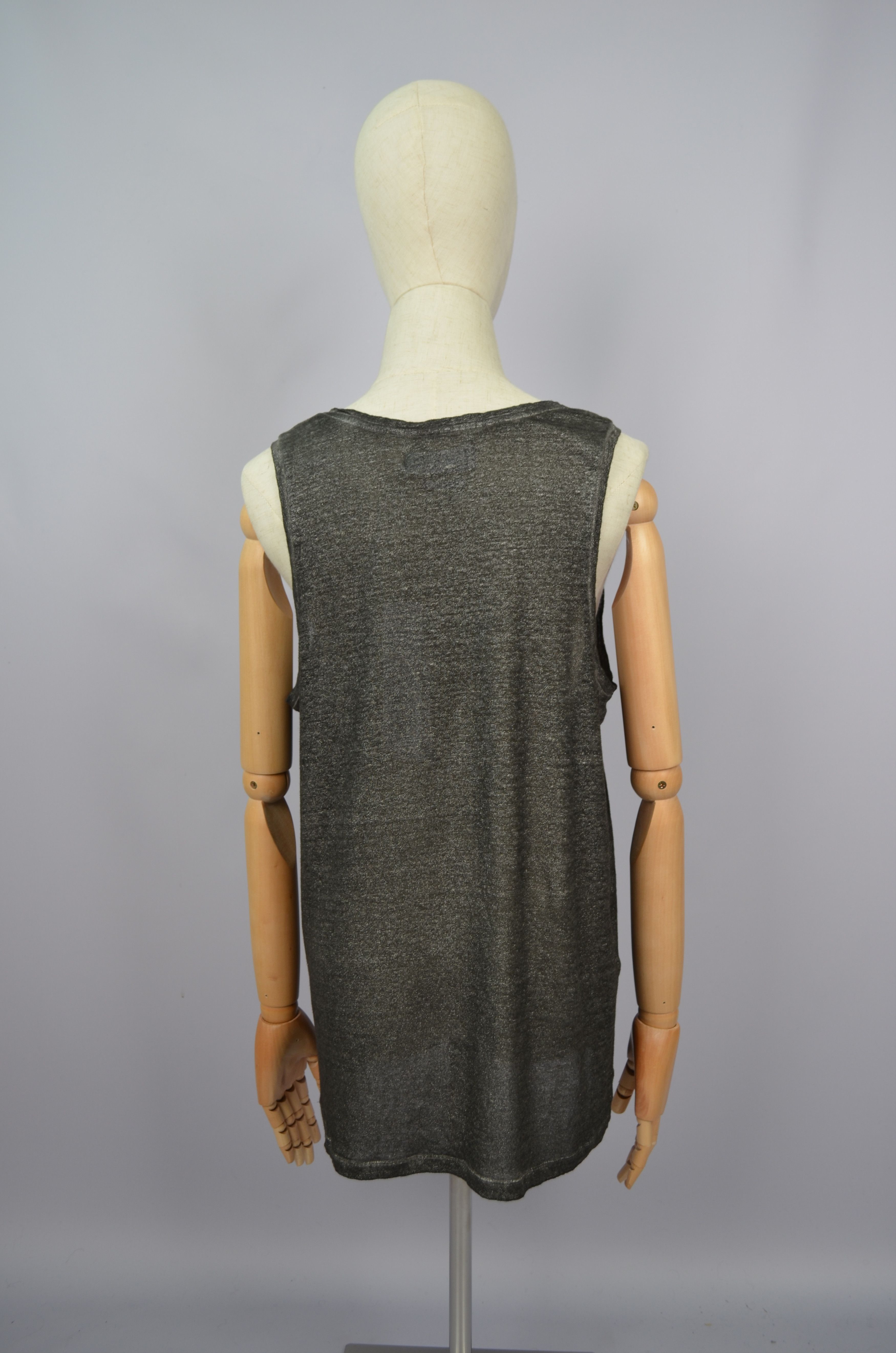 Designer Not Shy 100% Linen Grey Tank Top T Shirt Sleeveless NWT Size M / US 6-8 / IT 42-44 - 7 Thumbnail