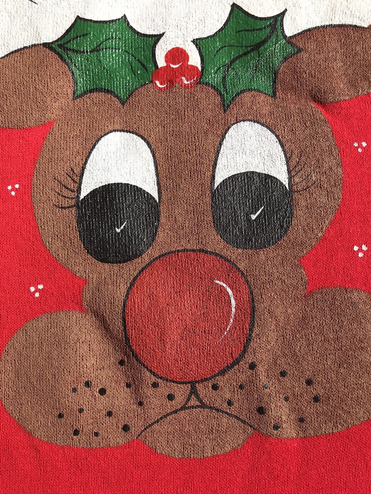 Vintage VTG 80’s Pannill Painted Rudolph Holiday Sweatshirt Large Size L / US 10 / IT 46 - 4 Thumbnail