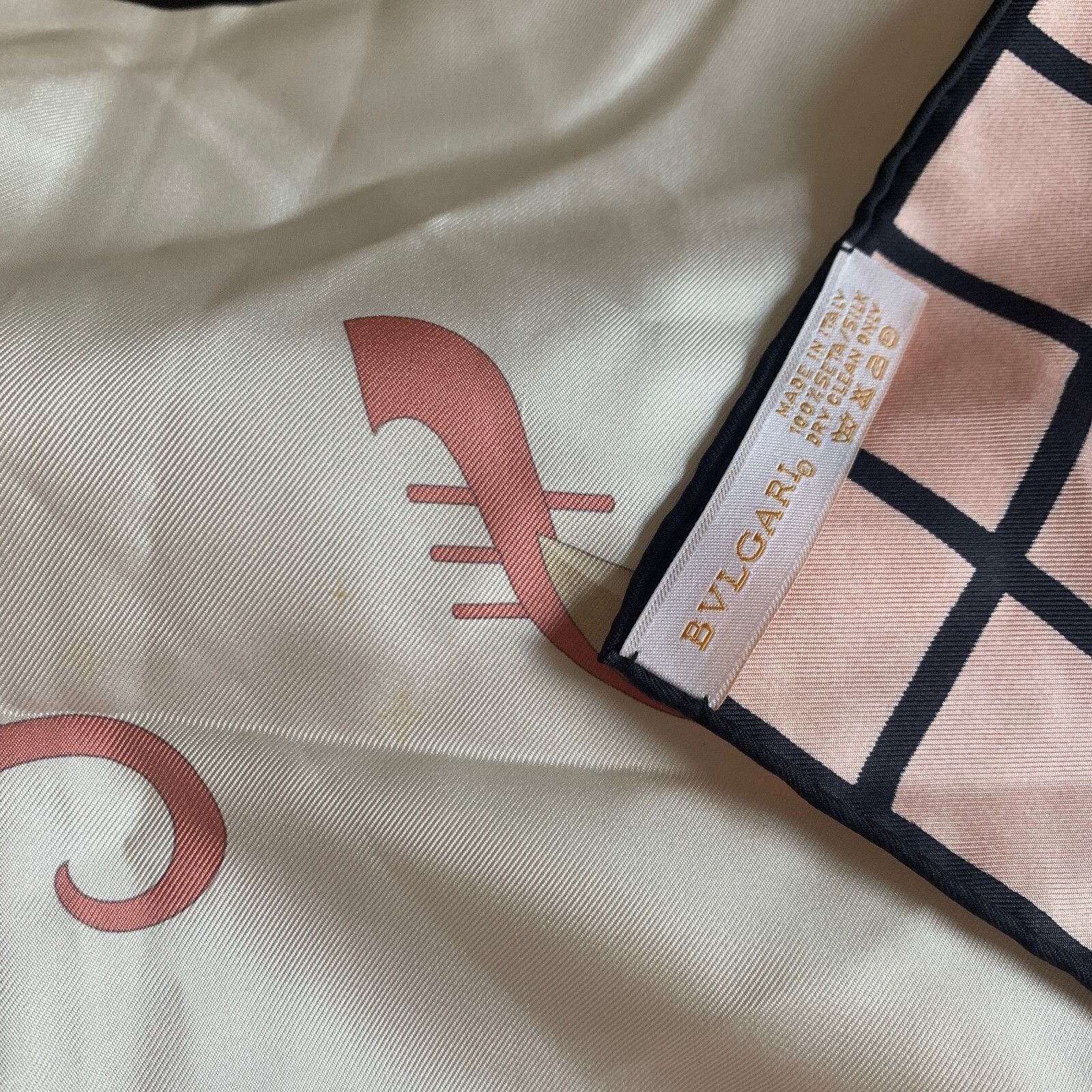 Bvlgari Bvlgari Scarf Silk Windowpane Border Gondola Print White Pin Size ONE SIZE - 7 Thumbnail