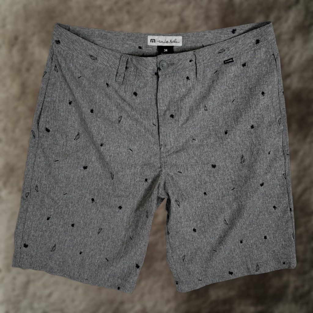 TravisMathew Travis Mathew Shorts Mens 34 Gray Parrot Microprint Golf Chino Stretch Size US 34 / EU 50 - 1 Thumbnail